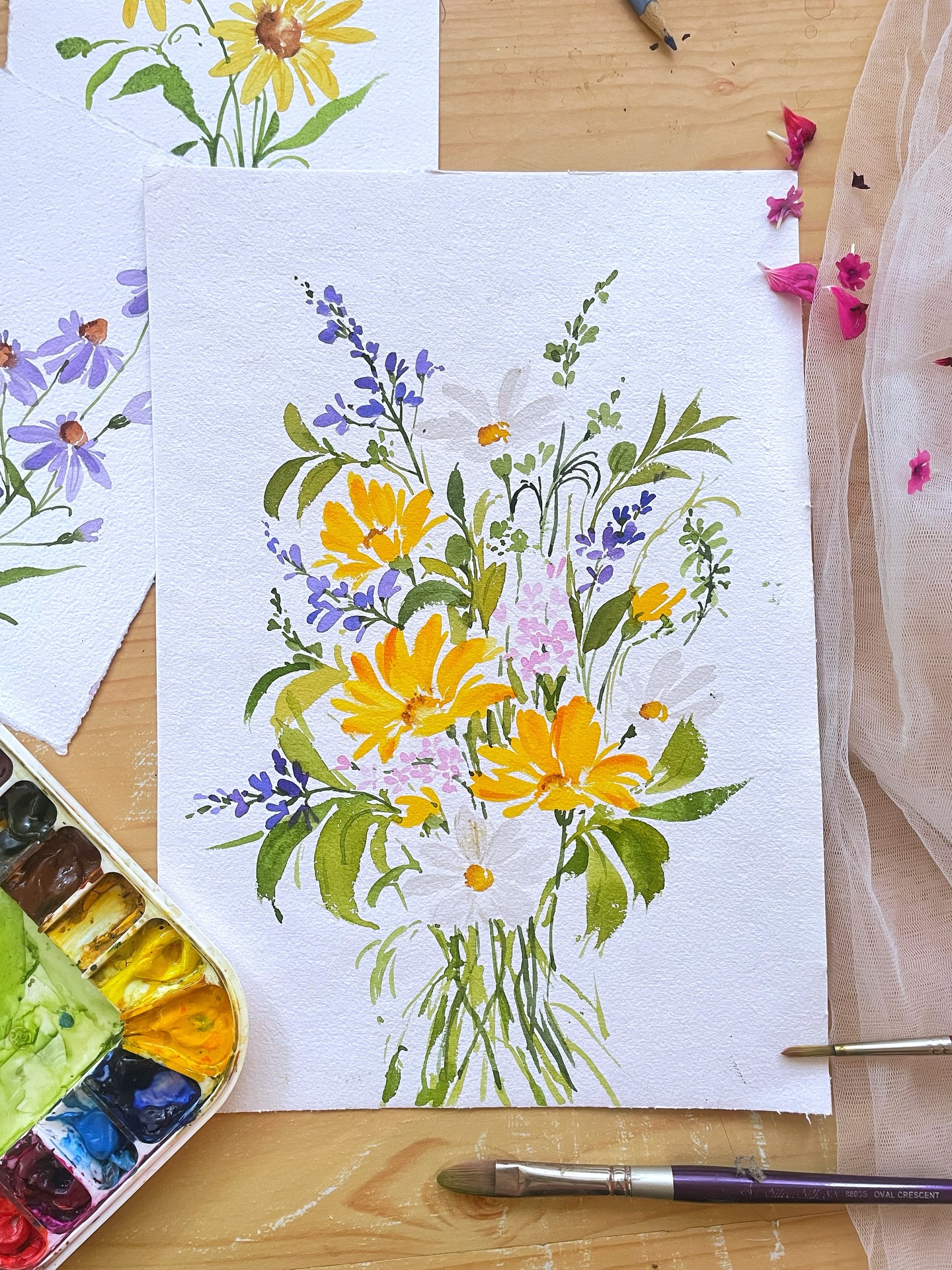 A little bouquet of sunshine on my table today 🌼💛
With the beautiful flowers and vibrant color palette it turned out to be beautiful ♥️
Tell me — should I turn this into a full tutorial?
#watercolorartistindia #loosewatercolorflorals #madhurawatercolors #watercolorwildflowers #artjournalingcommunity paintwithmadhura indianartcommunity watercolourtutorials dailywatercolorpractice artistsofinstagram