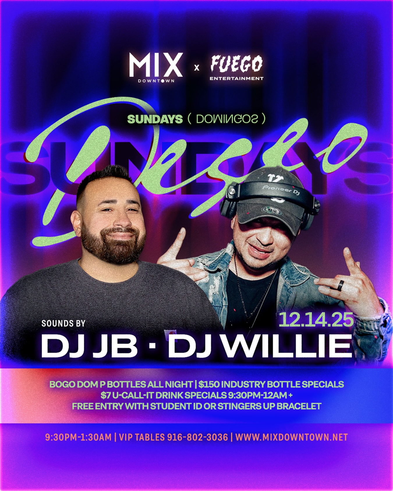 sundays never looked this good 💫 @djjb916 + @dj_willie on the decks.bogo dom p bottles all ni....