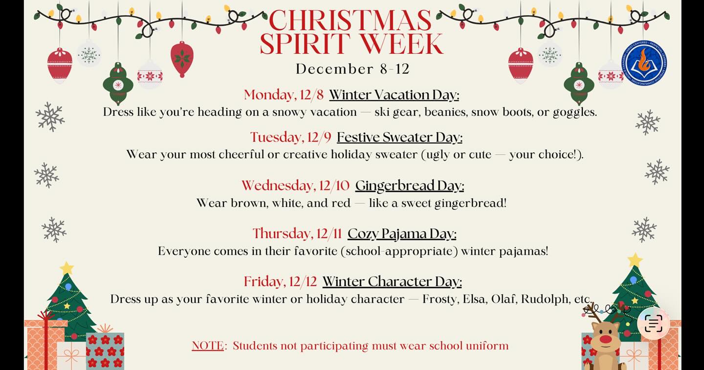 Christmas Spirit Week: Dec 8-12!