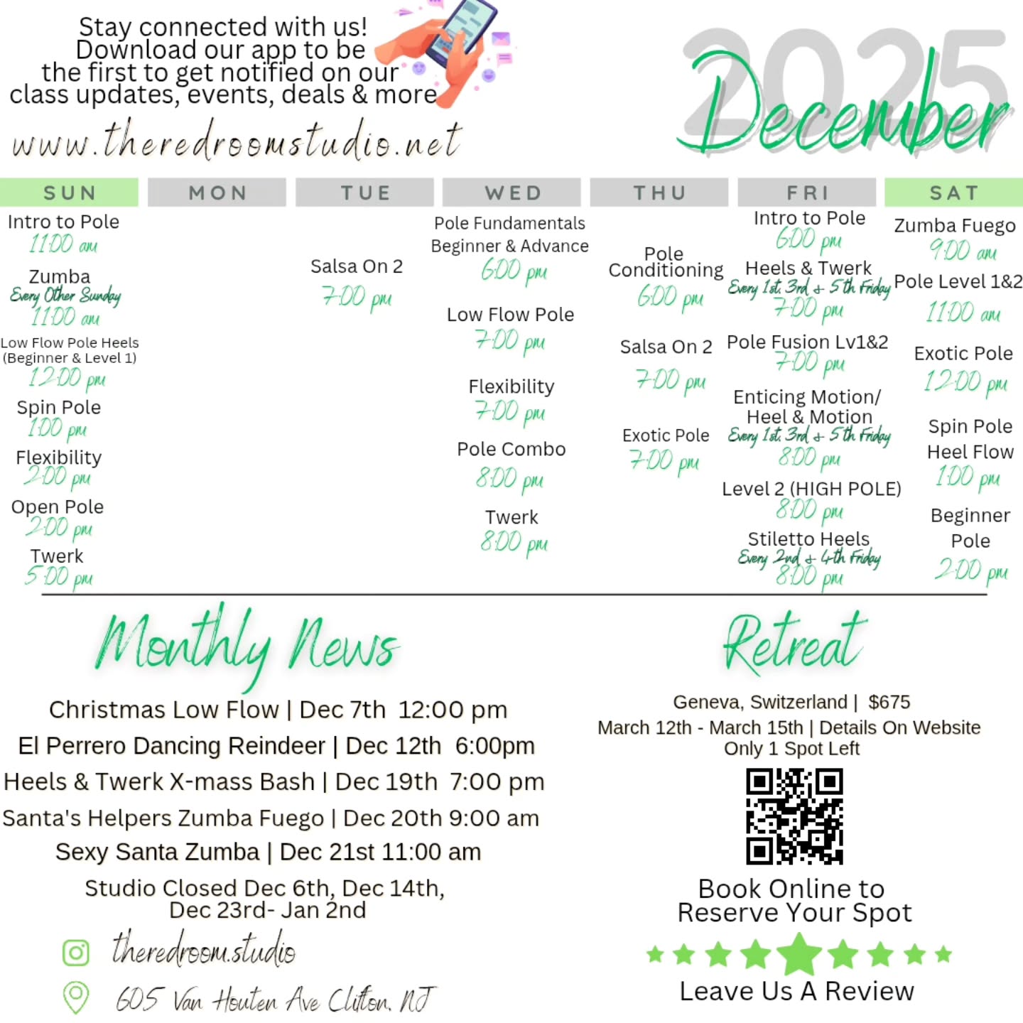 December Calendar is Here
#theredroom #theredroomstudio #december #schedule