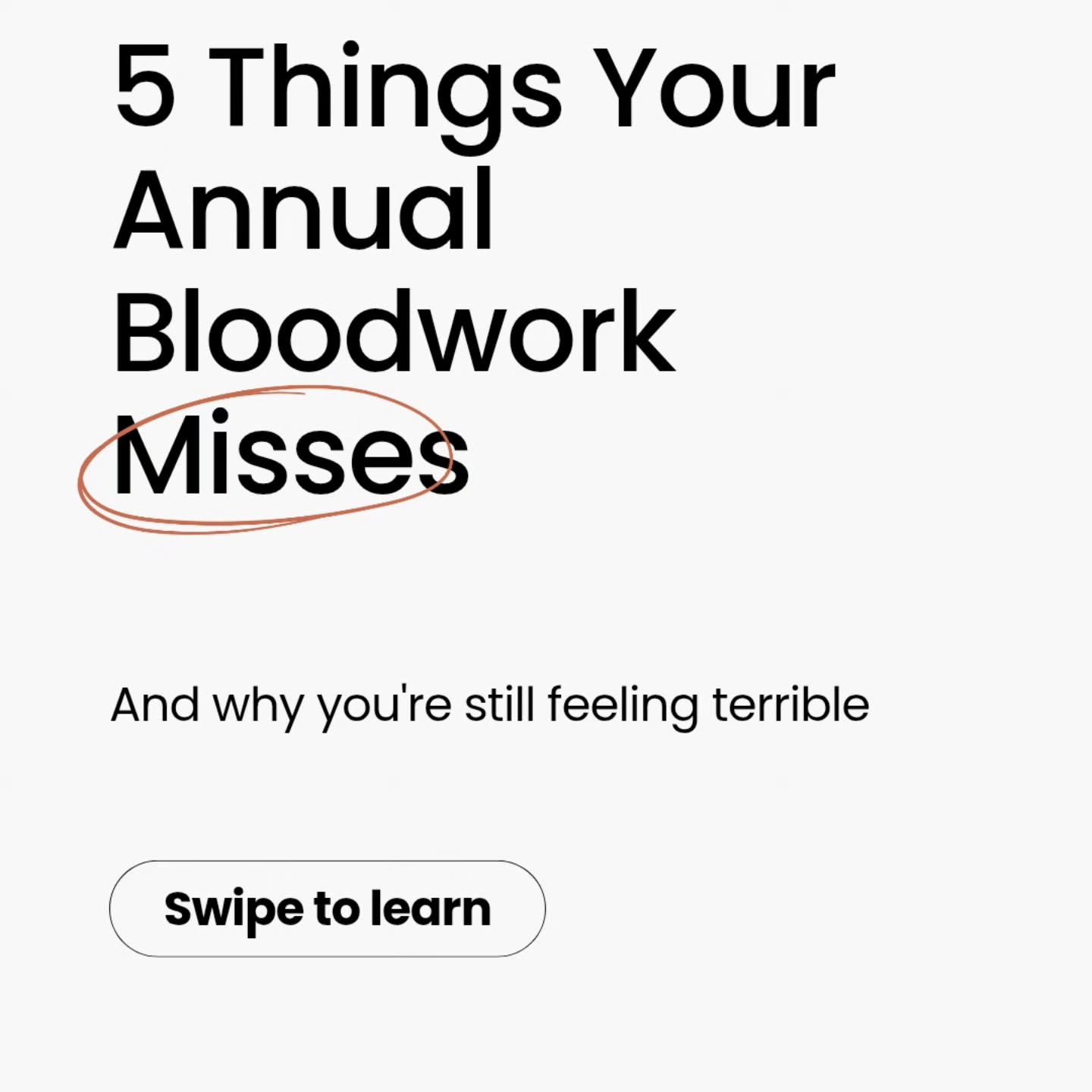 Someone says your labs are "normal."
But you're dealing with:
😴 Exhaustion that sleep doesn't fix
🤯 Brain fog that makes you feel like you're losing it
😢 Mood swings you can't explain
⚖️ Weight that won't budge no matter what you try
Here's what's probably happening:
Your standard bloodwork is missing the markers that actually explain your symptoms.
→ Swipe to see 5 things we test that your doctor probably didn't check.
At Her+Well, we look at 70+ markers in The Clarity Plan—not just to rule out disease, but to optimize your health.
Because you deserve more than "everything's fine" when you know it's not.
Ready to find out what's really going on?
Link in bio. $387. HSA/FSA eligible.
#FunctionalBloodwork #HormoneHealth #ThyroidHealth #WomensHealth #bloodworkanalysis