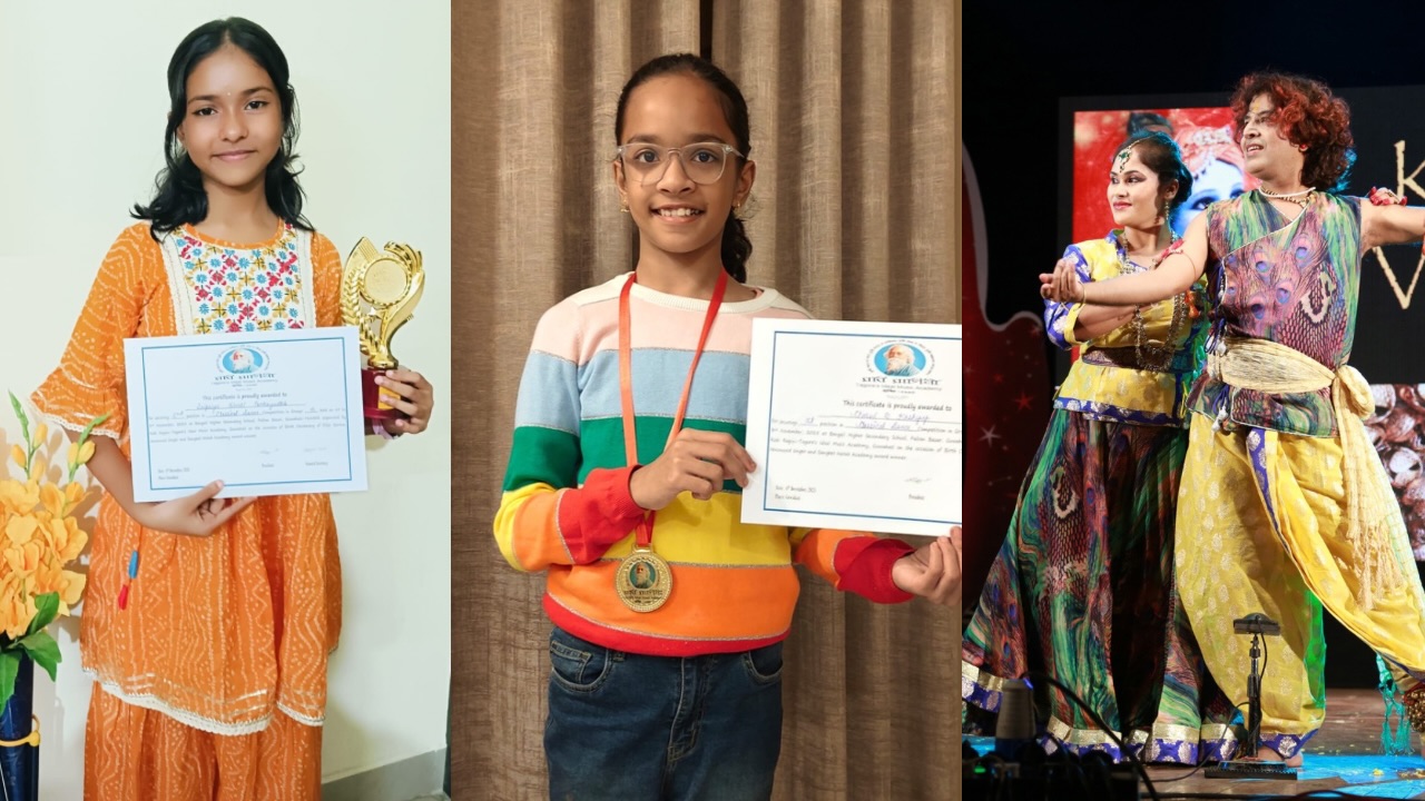 December 6, 2025 ; ITA Machkhowa, Guwahati.
.
In a recently held prize distribution ceremony of the All Assam competition of the Rang - Sür - Taal: Assam Sanskritik Porbo, an initiative of Rabi Ragini - Tagore’s Ideal Music Academy, students namely Saipriya Nandi Purkayastha and Charvi B. Kashyap of the Amrapali Institute of Arts, Guwahati under the able guidance of celebrated and internationally toured Kathak dance couple of Assam Guru Rudra Jayanta Bhagawati and Smt. Pranaame Bhagawati secured 2nd prize in Group B and 1st prize in Group A respectively. They with their profound artistic abilities marked a memorable and cohesive attraction amidst the audiences. Their determination as young classical dance practitioners and earning laurels whilst undergoing strict learning and training is a result they achieved through their Gurus’ years long penance. It is to mention that, Saipriya Nandi Purkayastha is also the recipient of the CCRT Scholarship 2025 availed under the Ministry of Culture, Govt. Of India.
The Rang - Sur - Taal is a State level art, dance and vocal competition organised across Assam to commemorate the birth centenary of Ganashilpi Lt. Dilip Sarma, a revered cultural icon of Assam.
.
#amrapalimagazine #magazine #culturemagazine #arts #culture #heritage #dance #music #art #competition #winners #guwahatievent