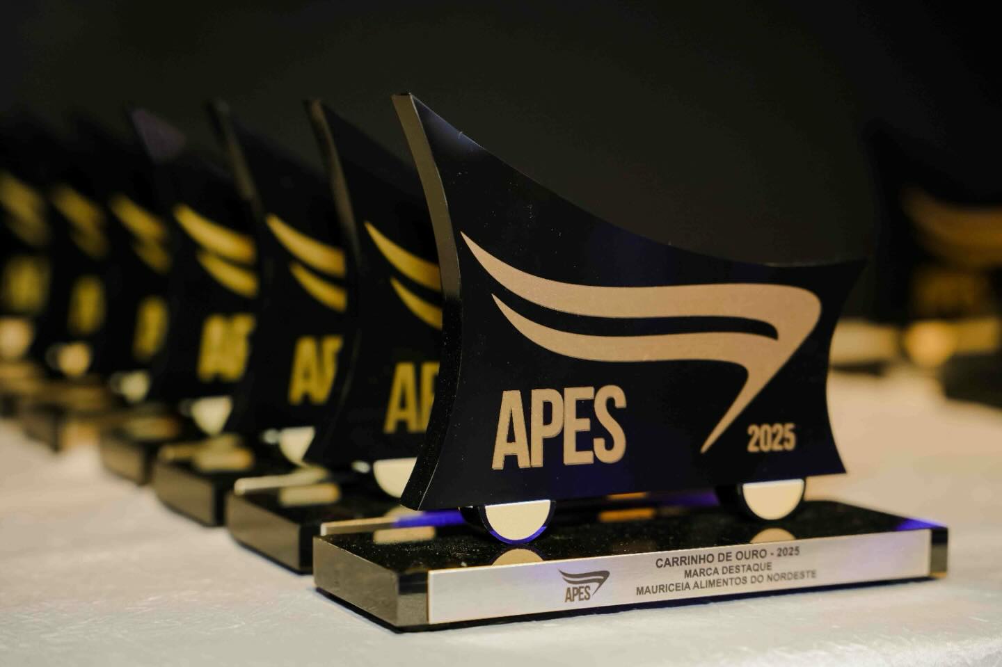 ✨🛒 ✨ Os troféus Carrinho de Ouro e Personalidade Destaque 2025 foram criados pelo designer Edmilson Meneses. As peças foram desenvolvidas totalmente alinhadas com a nova logomarca e fase da APES.