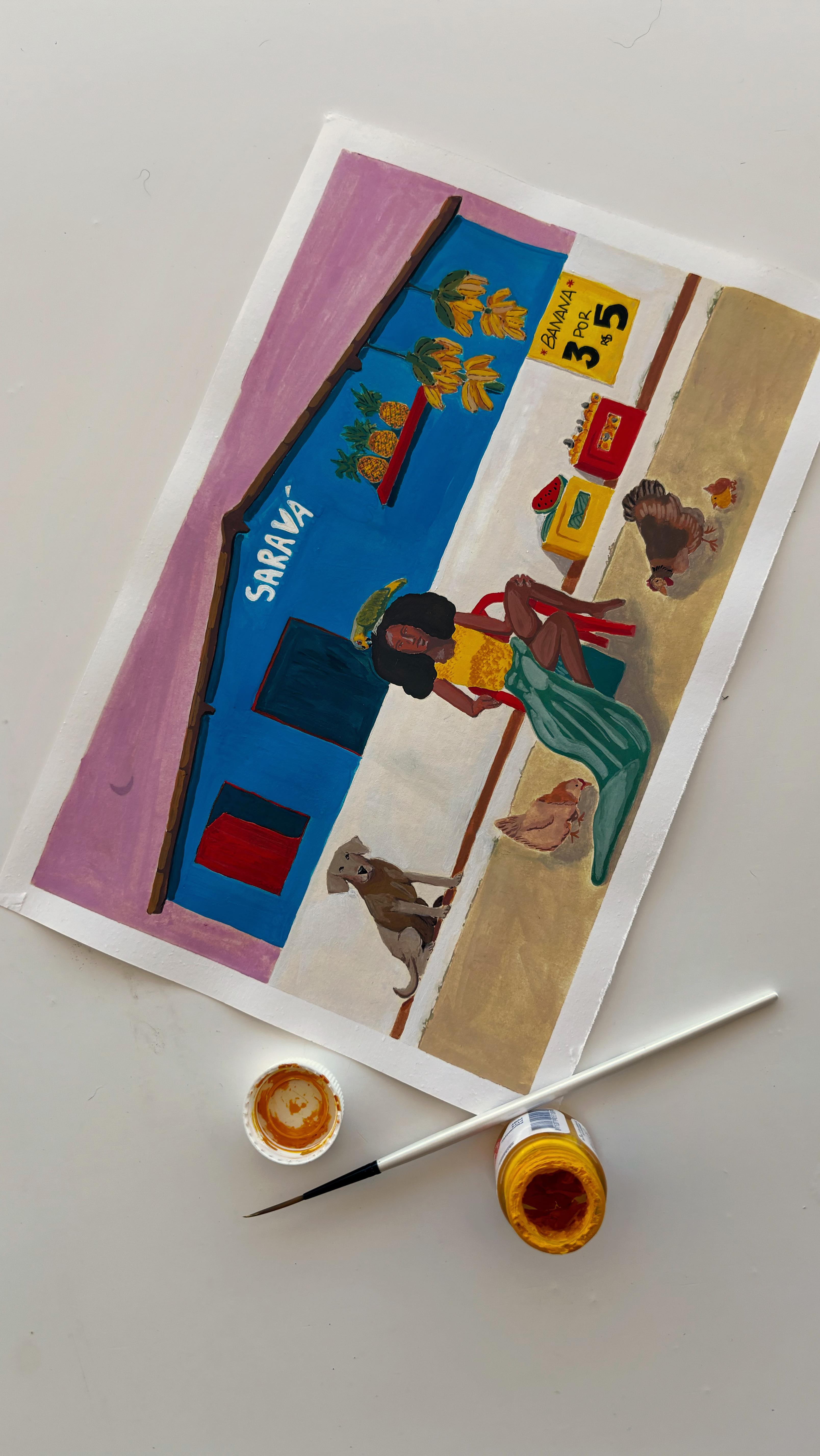 Na minha cabeça tudo é metade real, metade sonho. E das estradas pra dentro, tudo que salta os olhos, é meio misterioso, abundante e da vontade de comer com os olhos. Saravá! 💙💛💚
—
“Saravá”
✸ Pintura em Guache
✸ Disponível em Impressão FineArt.
#artwork #guache #pintura