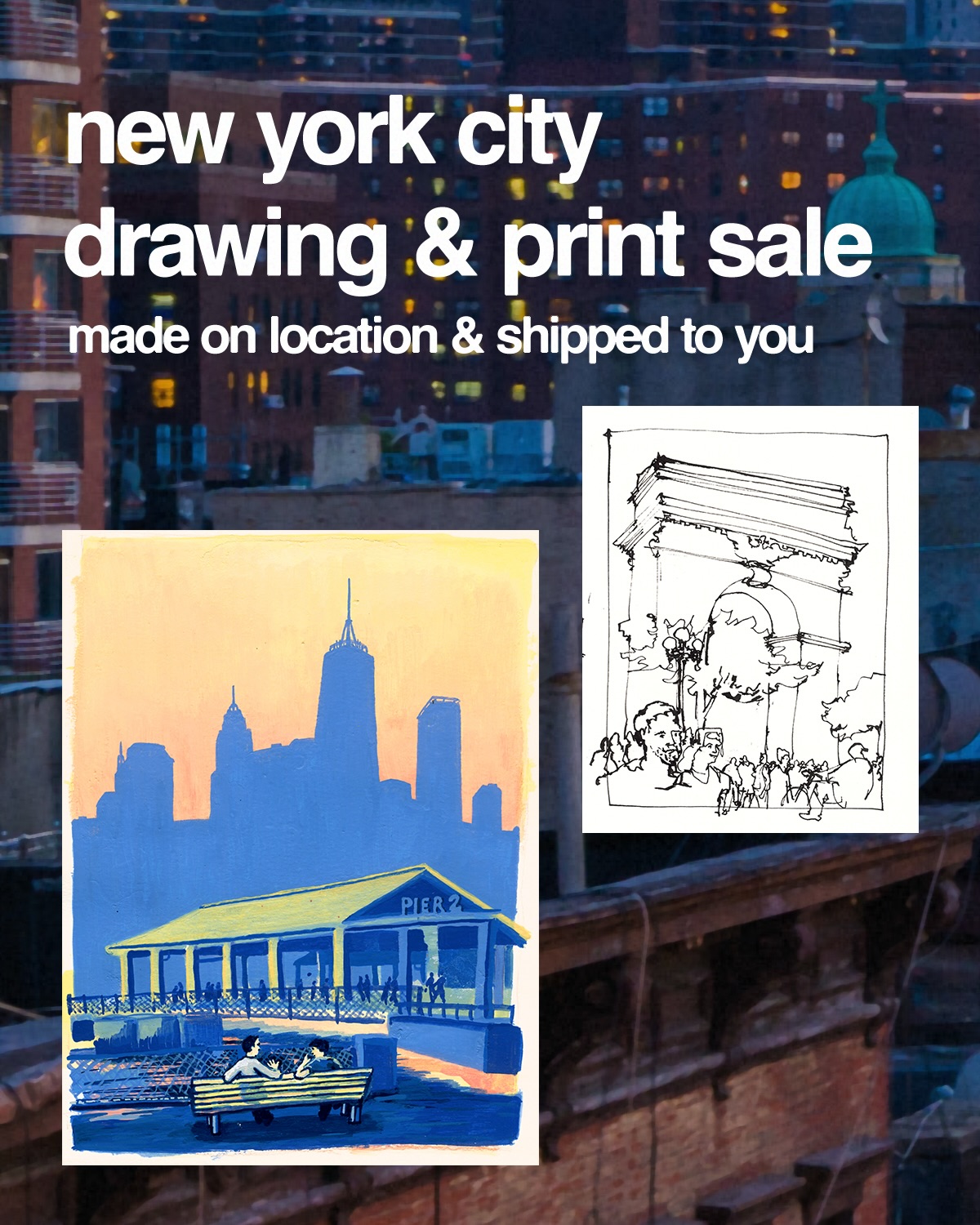 One fun little feature about my shop is that everything was made live and on location. You’ll find everything from Knicks fans celebrating in the streets to the Bed-Stuy Fish Pond that made international news, and no matter the story, I was there! Most items are originals, and I likely won’t make new prints for a while, so once they’re gone, they’re gone! Happy hunting and thanks in advance to all my patrons! #nyc #artsale #originaldrawings