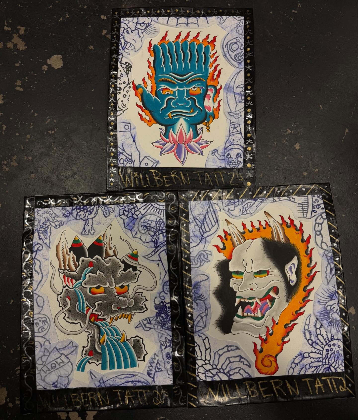 💥NEW HANDMADE FLASH💥
Liquid acrylic, ink, old stencils, spit, and lots of love applied to Arches cold press.
Designs available to be tattooed! DM to claim one for your next tattoo🫵