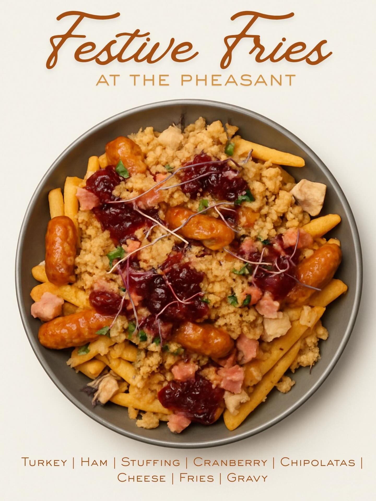 Our Christmas menu starts today! 🤩🎄
Due to popular demand, our festive fries have returned to the bar snack menu, and we’re already obsessed.
Christmas bookings are filling up fast, and we’ve a busy few weeks ahead of us!
Our monthly quiz returns on the 5th December, and every Friday and Saturday before Christmas will feature live entertainment from 9pm onwards.
Call on 02892638056 to snatch your spaces today ☎️🦃