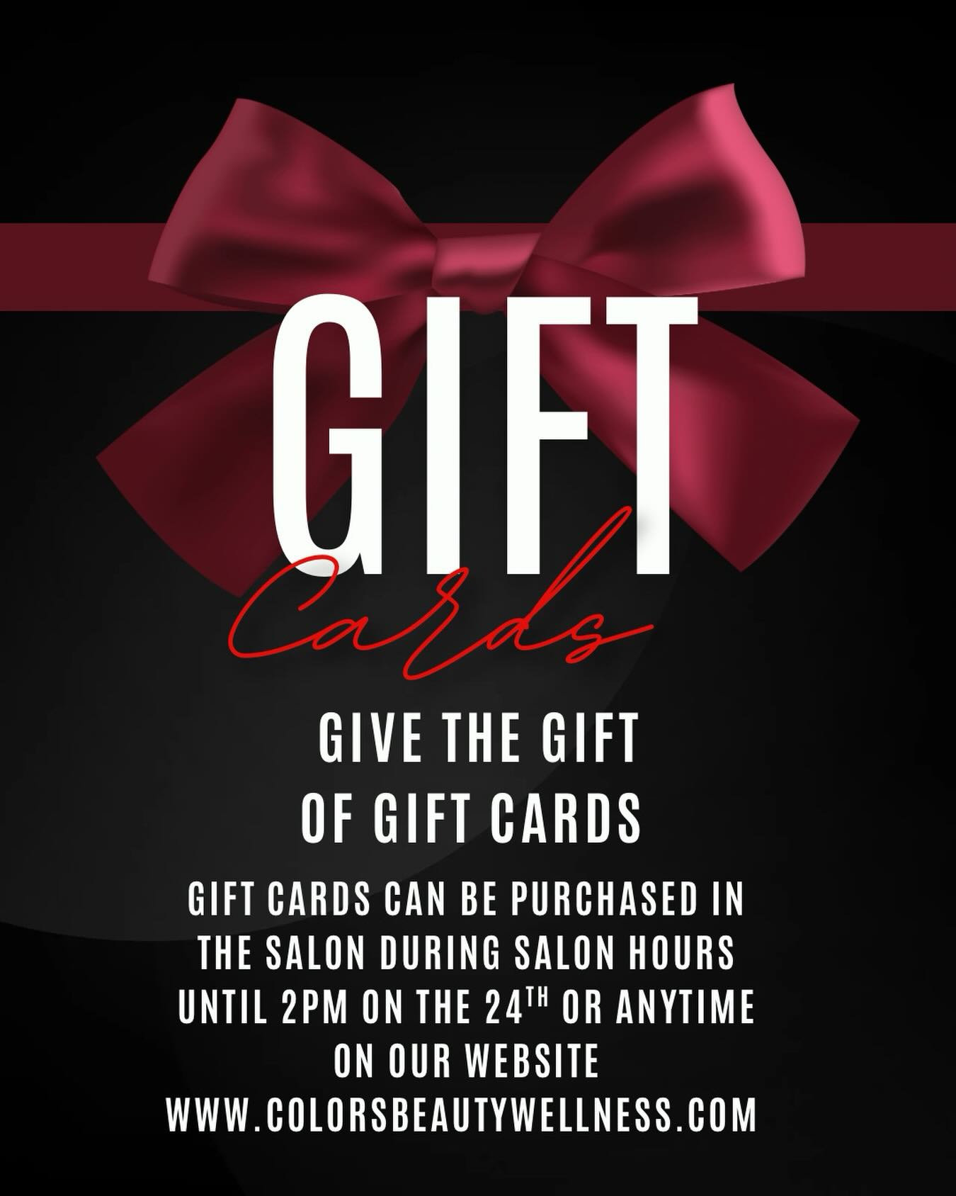GIVE THE GIFT OF GIFT CARDS THIS SEASON AND LET YOUR LOVED ONES DECIDE THEIR TREAT 🎄✨✨