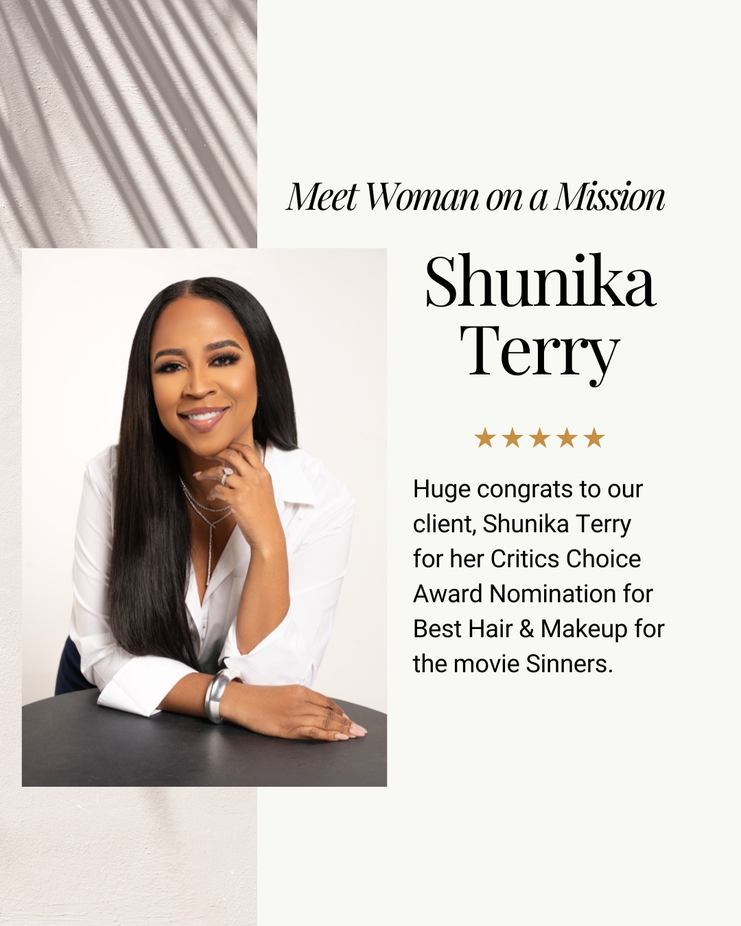 Today we’re celebrating our client, Shunika Terry on her Critics Choice Award nomination for Best Hair for the movie Sinners! 🎉🎉🎉
Shunika is a powerhouse woman on a mission, and a hair designer whose work can be seen on current TV shows, movie screens, and the red carpet.
Designing her website gave us a front-row seat to the level of excellence, work ethic and incredible creative talent she brings to every project. It was an honor to showcase her amazing body of work which you can view at shunikaterry.com.
We’ll be sharing a feature article soon that highlights her journey, her remarkable career, and the artistry that continues to set her apart in her industry.
Shunika, we are cheering you on all the way! 🔥
#WomenOnAMission #criticschoice #CriticsChoiceAwards #sinnersmovie #filmindustry #hairdesigner #hairdepartmenthead #hairforreel #womenwholead #luxurywebdesign #webdesignforwomen #BlissCreativeStudio