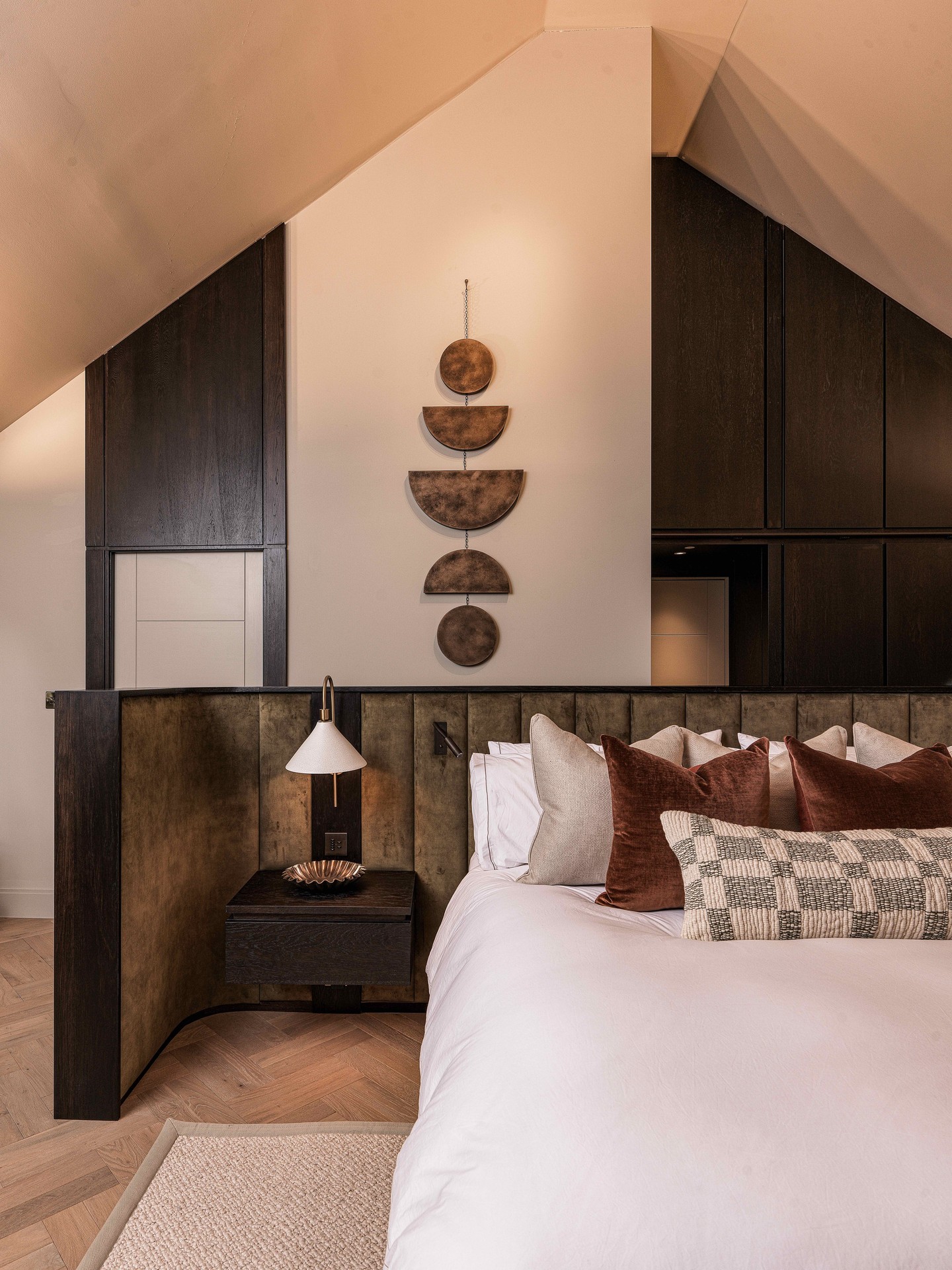 M A S T E R S U I T E | Introducing the Master Suite at Project Wood. We loved working with dark rich timbers, indulgent upholstery and soft lighting make up this show show stopper of a space.