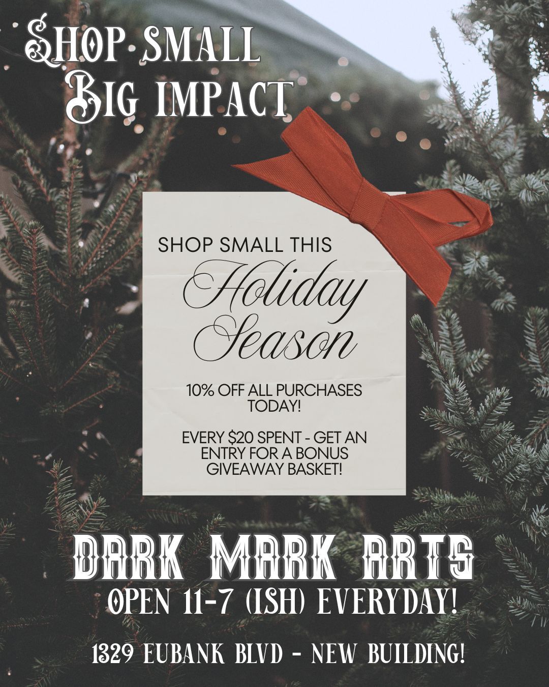 Today is Small Business Saturday! Shopping small has BIG impacts on local business. We hope to see you today for discounts and a giveaway!
#Darkmarkarts #spooky #darkart #vultureculture #gothdecor #darkdecor #unique #oddities #odditiesandcuriosities #curiosities #tattooshop #speakeasy #shopsmall #smallbusinesssaturday #shoplocal #fuckcapitalism #holiday #holidayshopping #local #womanowned