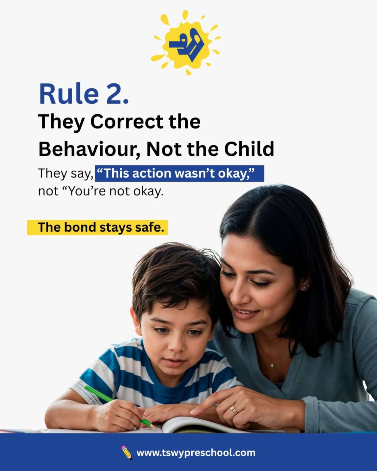 4 Unspoken Rules of Strong Parents 🌱Strong parenting is calm, consistent, and intentional.1️⃣ They stay calm when their child isn’t
They don’t mirror the chaos — they ground the moment.2️⃣ They correct the behavior, not the child
“This action wasn’t okay,” not “You aren’t okay.”3️⃣ They choose connection over control
Because understanding teaches more than authority.4️⃣ They model what they want to see
Children copy kindness, empathy, and calm — not lectures.At The Shri Ram Wonder Years, we believe emotionally secure children grow through gentle guidance, emotional safety, and mindful parenting.💛 Strong parents don’t raise perfect kids — they raise confident, kind humans.#TheShriRamWonderYears #TSWY #StrongParenting #MindfulParenting #PositiveDiscipline #GentleParentingIndia #EmotionallySecureKids #EarlyChildhoodEducation #ParentingWisdom #raisingconfidentchildren
