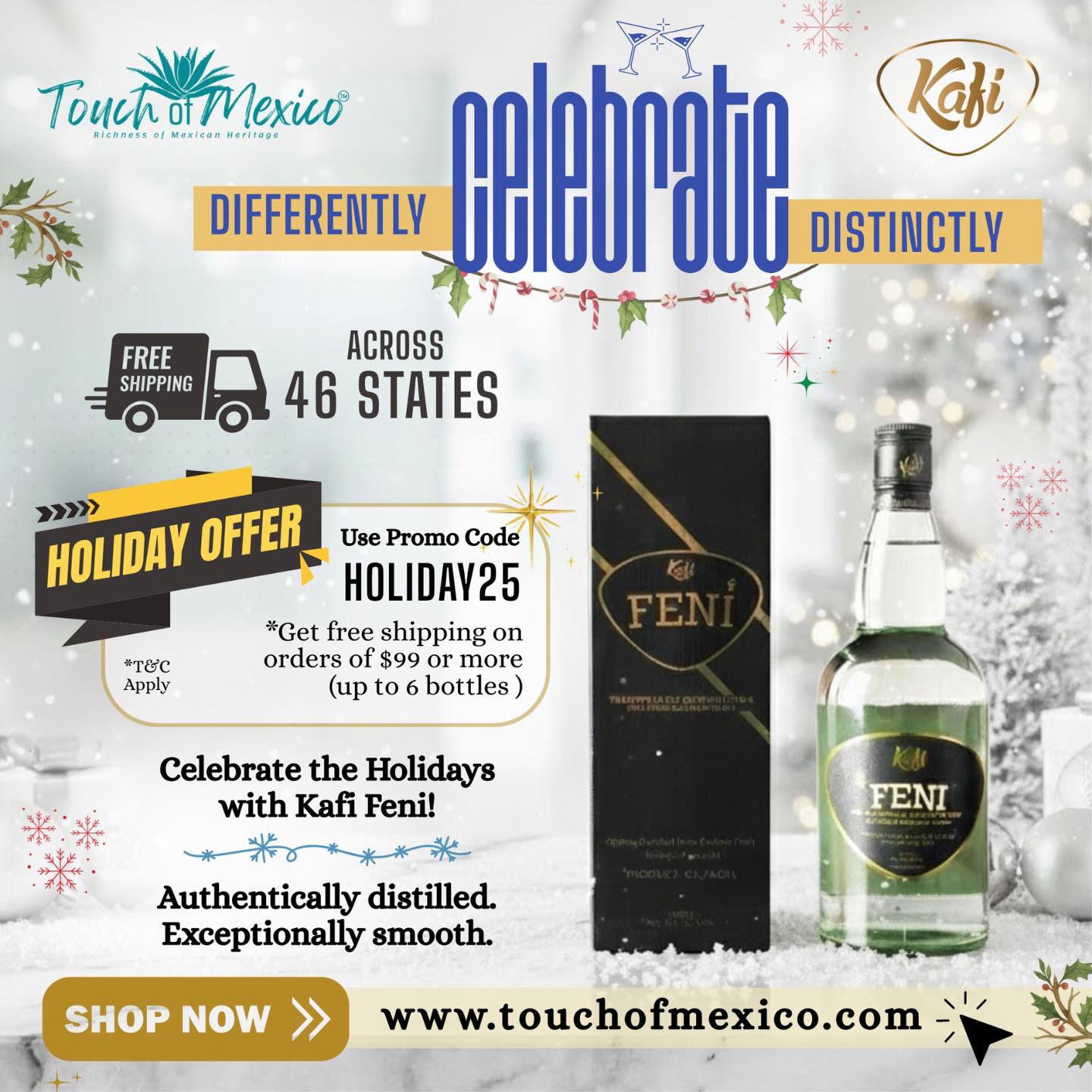 Whether you’re shaking up festive cocktails or looking for the ultimate gift for the person who has everything—we’ve got you covered. Skip the shipping fees and stock up for the season!
Tap. Shop. Ship Free. Link in bio: www.touchofmexico.com — #KafiFeni #touchofmexico #88spirits