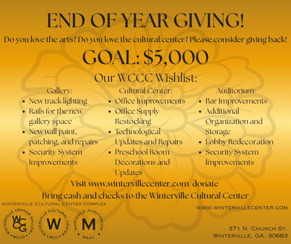 At this festive time of year, please consider giving back to the WCCC. We want to continue growing our family and community. Anything helps.