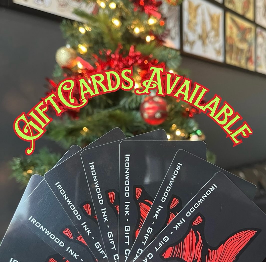 ❗️ATTENTION - GIFT CARD SPECIAL❗️
🎁 The holidays are upon us and we know how hard it is to choose the perfect gifts for our loved ones… we will make it easier for you with our gift cards! You can give them a gift that lasts a lifetime (and you know it’s what they truly want!) 👀 Stop by the shop and pick one up!
‼️SPECIAL‼️- When you spend $100 on a gift card, we’ll throw an additional $20 on! 💵
❗️Gift cards can be purchased any time we are open Monday-Saturday from 12pm-8pm! Cash is preferred and saves you a processing fee; we have an ATM in the shop for your convenience as well!
*The additional $20 cannot be split or added onto a separate gift card
*Gift cards can be used for tattoos, piercings, deposits, and merch!
#ironwoodink #omahatattooshop #omahatattoos #giftcards #omahanebraska #omaha #nebraska #omahapiercings #piercings #tattoostyle #tattoos #piercing #tattoo #safepiercing #professionalpiercer #midwesttattoo #midwesttattooer #getpierced #gettattooed