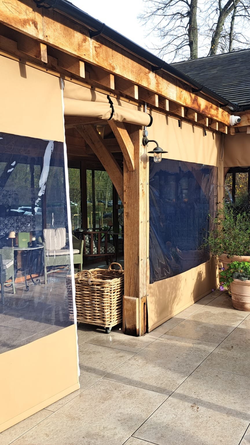 Turning outdoor spaces into all-weather havens.
For this beautiful timber gazebo, we designed and installed bespoke weatherproof side sheets, complete with roll-up doors and clear vision panels - keeping the space protected and usable in every season.
A simple upgrade that makes outdoor dining comfortable, cosy and commercially viable all year round.
#alfresco #gazebo #timbergazebo #outdoorspace #hospitalitydesign #outdoorliving #hoteldesign #hotelspa #allweatherspaces #spadesign