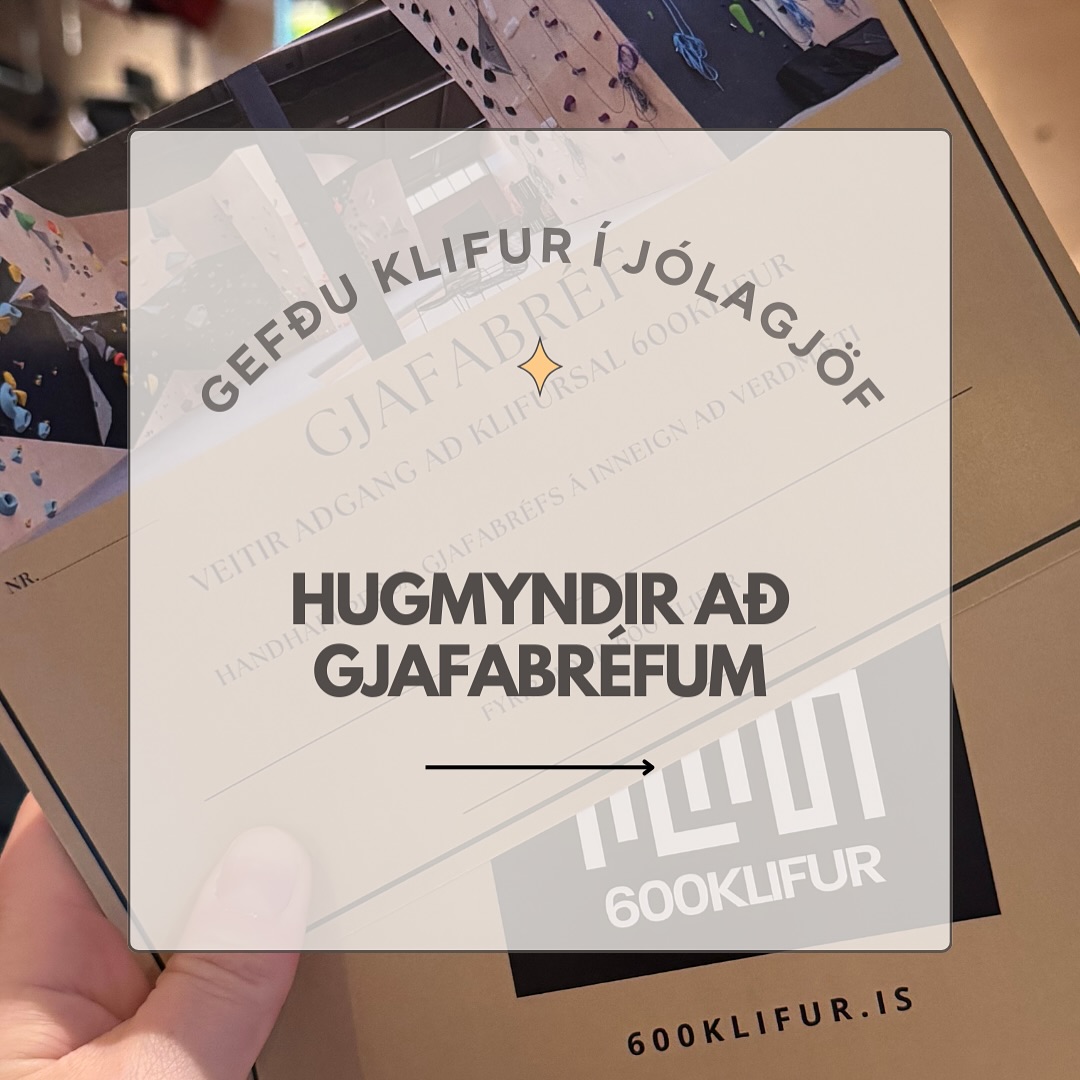 Þú getur keypt gjafabréf í afgreiðslunni hjá okkur, eða pantað með því að senda tölvupóst á bokanir@600north.is! Við getum sent þér gjafabréfin með tölvupósti eða haft þau klár til að sækja í afgreiðsluna.
Gefðu klifur í jólagjöf! Afþreying, hreyfing, upplifun.. Klifur tikkar í öll boxin🤗