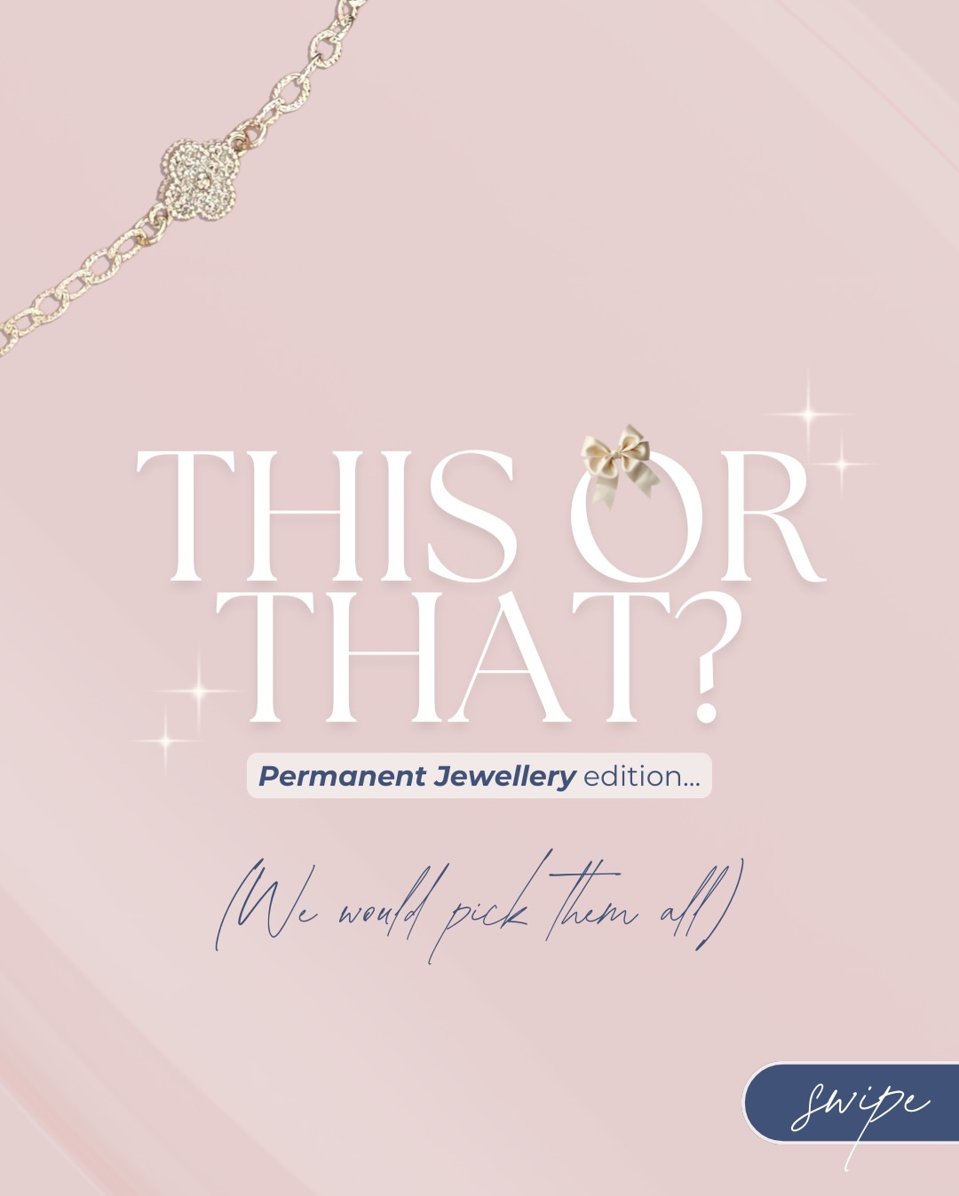 Your permanent jewellery personality = unlocked🔓🤍
Swipe through and choose your favourites✨ >>>
We love a girly moment you can share with your bestie, screenshot, circle your choices & post to stories so we can see👀💗
Book your forever moment with us via the link in bio🔗 | Based at @jemmaelizabethbeauty