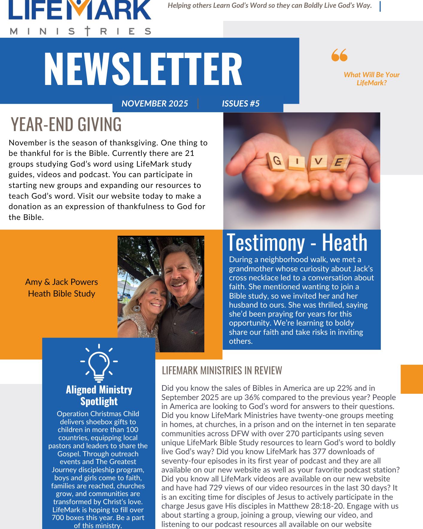 LifeMark Ministries Newsletter - December 2025