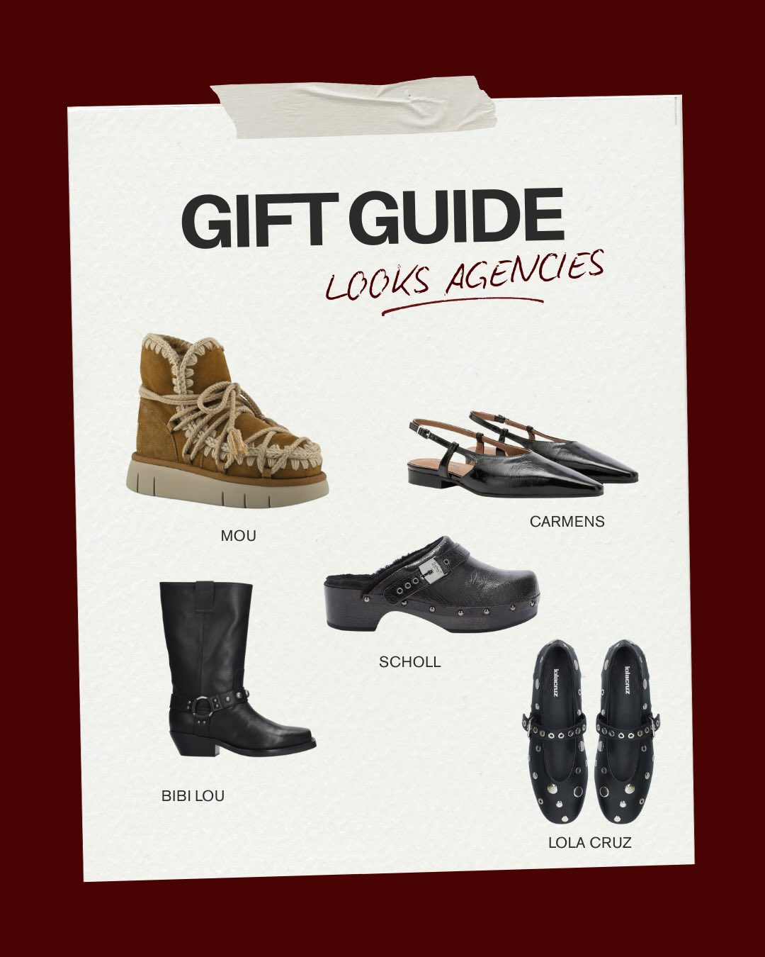 GIFT GOALS UNLOCKED✨
Discover our curated picks for every style and every moment. 🎄🍾
#giftguide2025 #looksagencies #antwerp #giftingseason
@giannichiarini @moufootwear @lolacruzshoes @bibiloushoes @carmensofficial @gaminuniverse__ @scholl_shoes_official @candicecooper__official @colorsofcalifornia