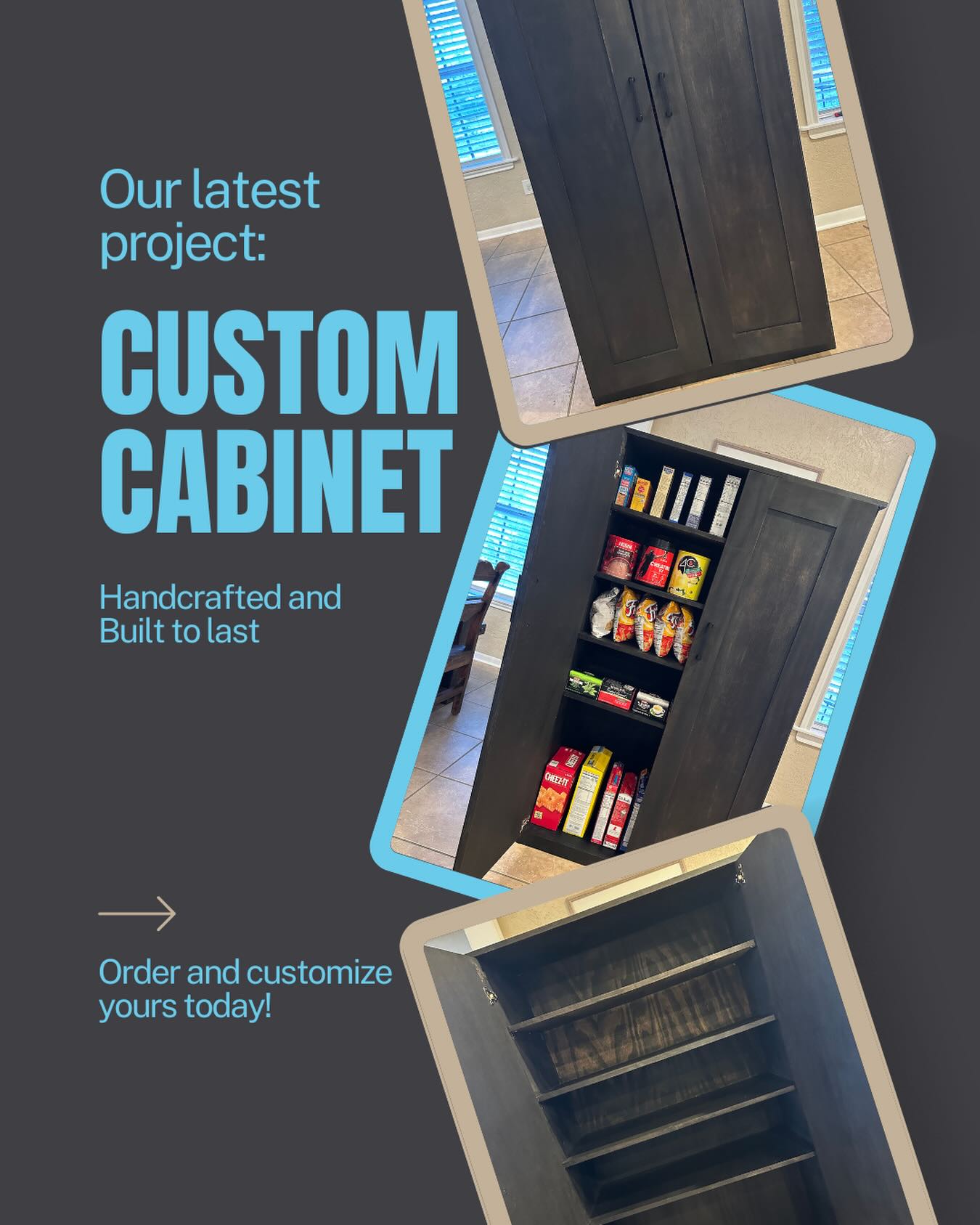 Here’s a little peak at our latest project… use the link in our bio to order your custom furniture today!
#customcabinets #kitchen #custommade #customfurniture #woodworking
