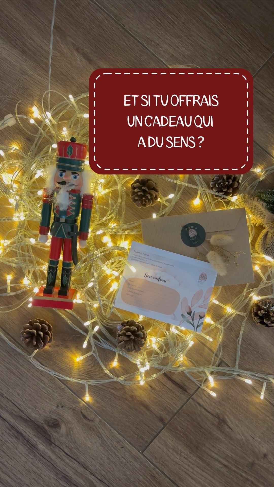 Au pied du sapin 🎄, il y a parfois des cadeaux qui ne se déballent pas…
✨ Ils se vivent.
✨ Ils enveloppent
✨ Ils apaisent
✨ Ils soutiennent.
Comme un massage, un soin rebozo, un atelier pour porter ou masser son bébé.
Un cadeau qui fait du bien, qui réunit et permet de créer du lien ❤
Alors si dans ton entourage, tu as une future maman, une jeune maman, un couple de parents et que tu souhaites leur offrir un cadeau original, un cadeau qui fera la différence pour eux, contacte-moi pour un bon cadeau 🌼.
Priscille | Mama Nest
🌸 Doula
🌻 pour une maternité informée et une parentalité sereine