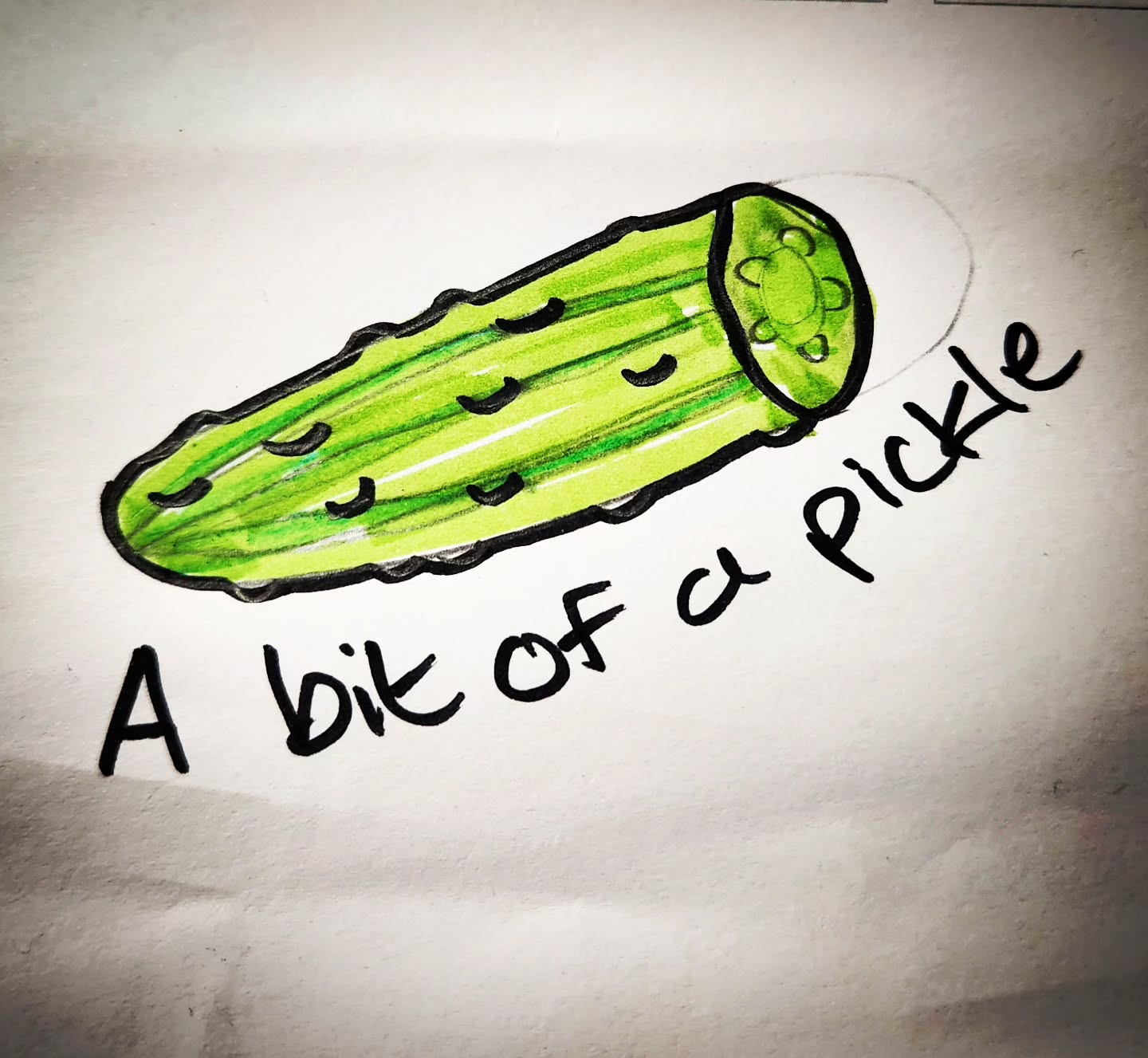 Doodling....
I tried a Pickle Juice Seltzer in Toronto. It was utterly revolting. I don't often tip alcohol away 😁
#pickle
#bitofapickle
#green