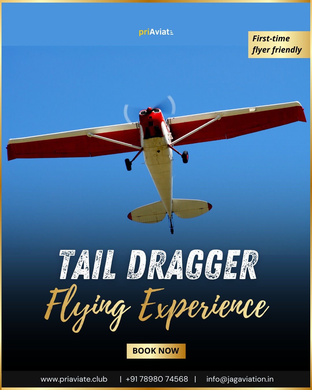 Old-school soul. Pure flying joy. 🇹🇭✈️
Feel the wind, read the horizon, and master the art of stick-and-rudder flying with a tail-dragger experience in Thailand.
This isn’t about speed or screens — it’s about connection, control, and character.
✨ Where heritage meets passion
✨ Hands-on flying over stunning landscapes
✨ A pilot experience, the way it was meant to be
priAviate — Luxury Meets Passion.
👉Connect with us -
+91 7898074568 or email us at info@jagaviation.in
#vintageaviation #priAviate #luxurymeetspassion #flyingdreams #aviationlifestyle #timelesswings