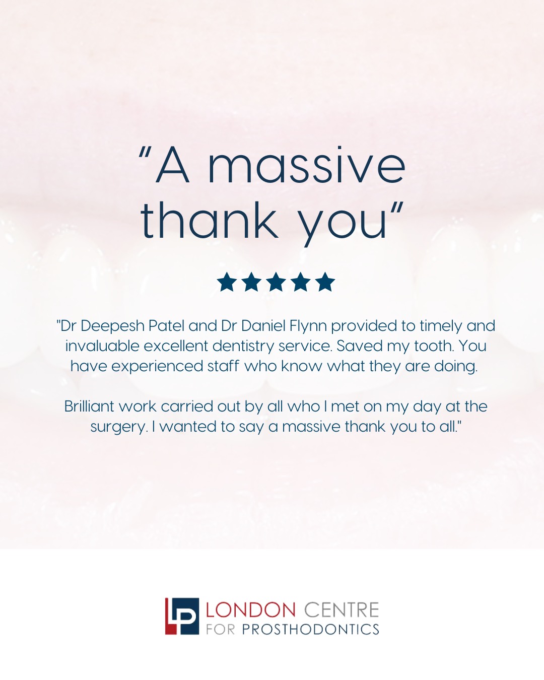 Thank you for trusting us with your dental care! 💙
Have you visited recently? We’d love to hear about your experience! Share your feedback with us on our website or on Google – The London Centre for Prosthodontics ✨
Get in touch with our team to book your appointment - we look forward to seeing you soon!
The London Centre For Prosthodontics
29 Weymouth Street
London, W1G 7DB
020 7637 4518
info@londonprosthodontics.com
Monday - Friday: 7:30am - 4:30pm
#MaryleboneDentist #LondonSmiles #HealthyTeethMarylebone #DentalCareLondon #SmileMakeover
#MaryleboneOralHealth #LondonDentalExperts #CosmeticDentistry #TeethWhiteningMarylebone
#EmergencyDentistLondon #MaryleboneOrthodontics #LondonDentalClinic #DentalCheckup
#MaryleboneDentalCare #SmileTransformation
#LondonOralCare #MaryleboneDentalHealth #FamilyDentistLondon #TeethCleaningMarylebone
#CosmeticDentistLondon #MaryleboneTeeth #LondonDentalHygiene #MaryleboneOrthodontist #OralWellnessLondon
#PreventiveDentistry #MaryleboneDentalServices #LondonDentalSpecialists #MaryleboneHealthySmiles
#LondonDentistry #AdvancedDentalCare