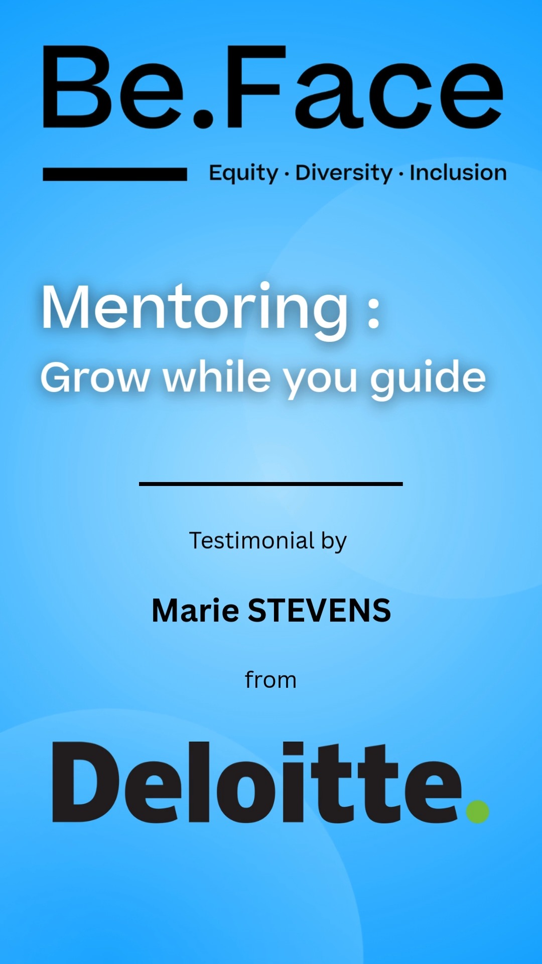 Why become a mentor?
Marie Stevens from @deloittebelgium shares how mentoring is not just about giving back, it’s about gaining fresh perspectives, developing management skills, and making a real difference for those with less privileges.
Ready to make an impact? Become a mentor and join us in building a more inclusive future together!
#beface #mentor #motivation #mentorship #mindset #mentoring #inspiration #business #giveback #nonprofit #community #makeadifference #givingback #privilege #equity #diversity #growth #growthmindset #management