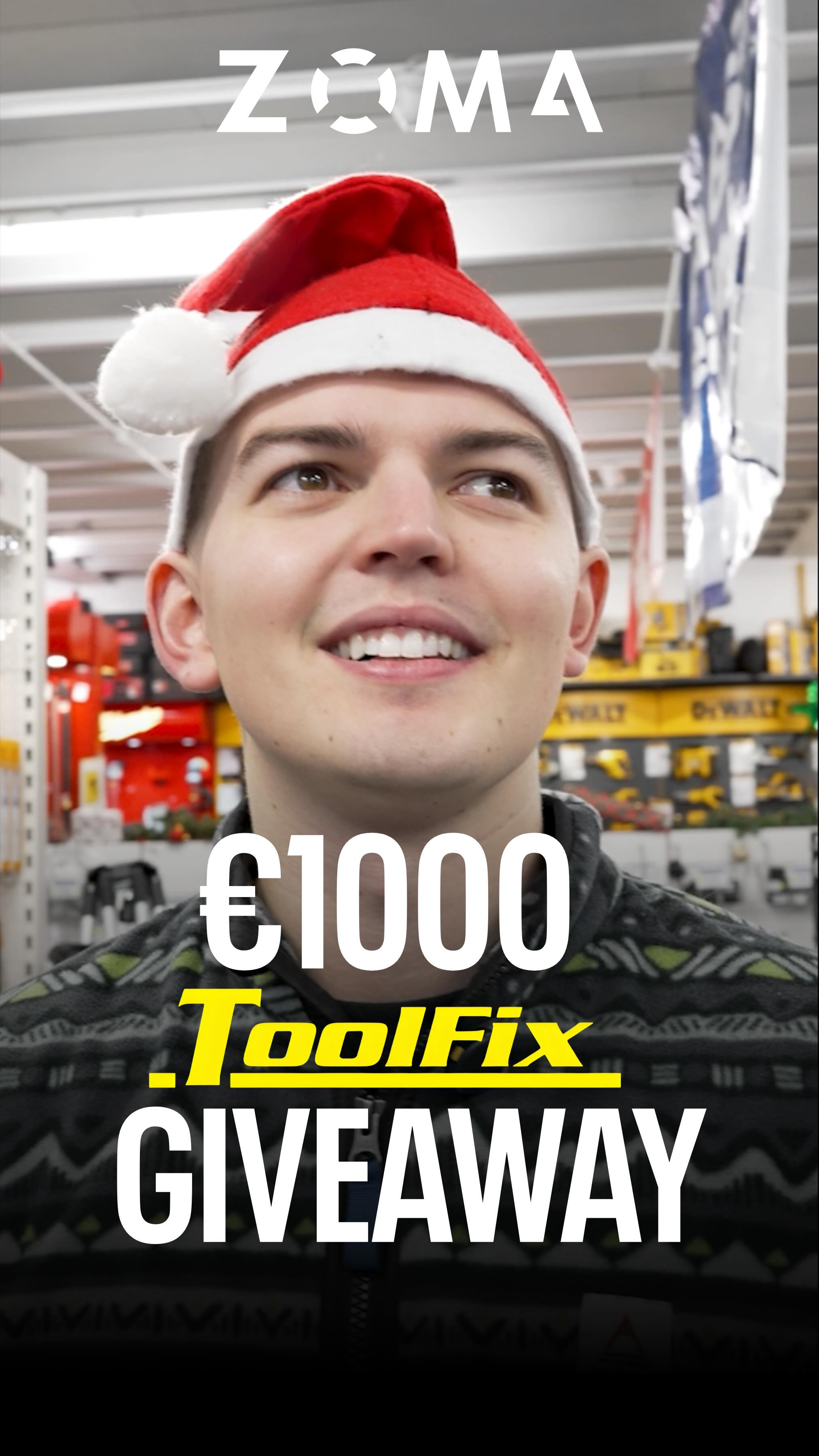 We are giving away a €1000 Toolfix voucher. Yes you read that right.
We saw how many of you watched the Christmas video... but how many of you have actually entered the €1000 Toolfix Voucher giveaway?! 👀 There is only ONE WEEK left to enter.
All you have to do to Enter:
1. ❤️ Like this post.
2. 🤝 Follow both @toolfix.ie and @zomabranding
3. 📢 Share this post to your story
*For an extra entry, tag some friends in the comments!
Winner will be announced on 18th of December.