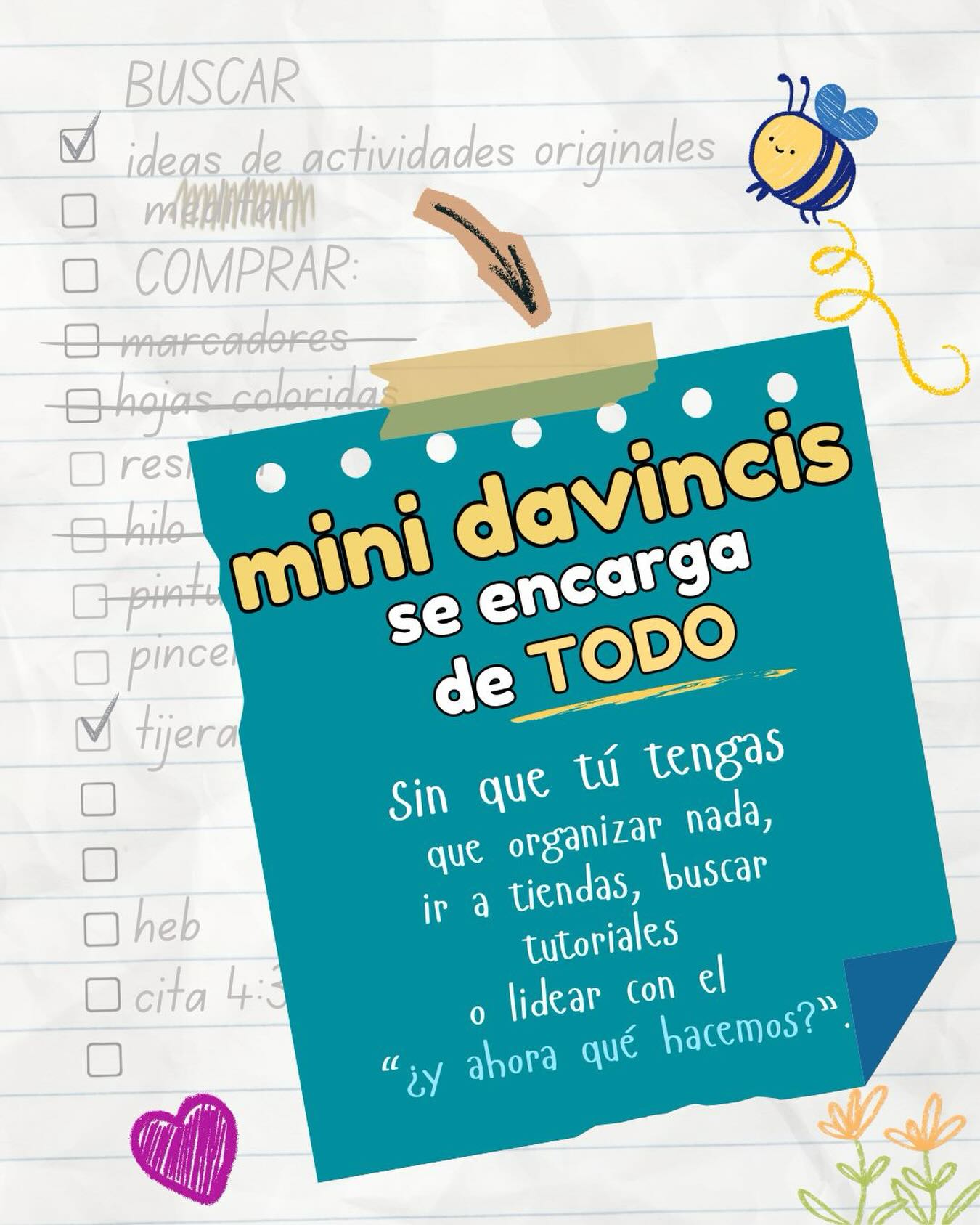 Mini Da Vincis = cero fricción, cero caos, cero vueltas.
Creatividad lista para usarse. Todo en una caja, todo a tu puerta