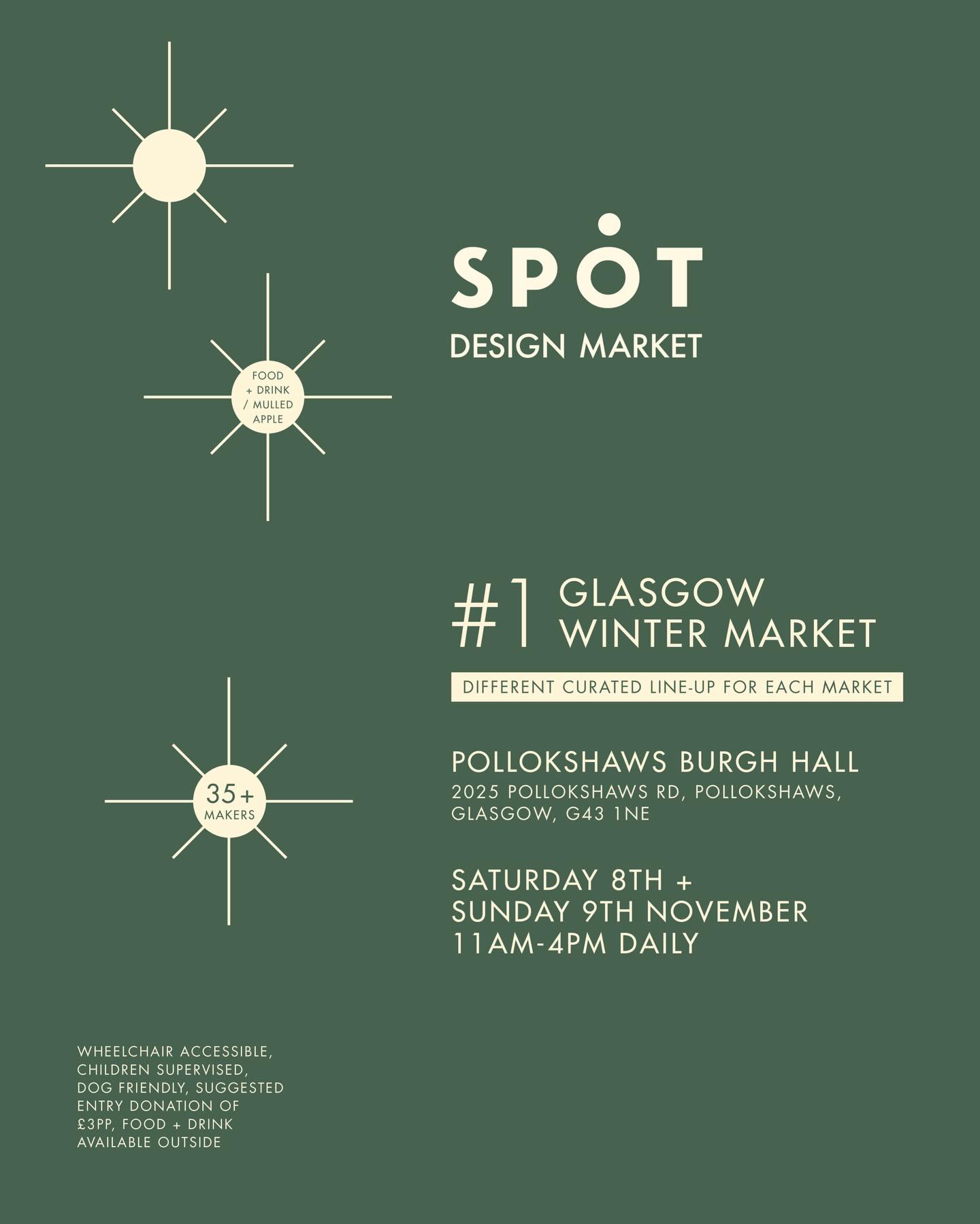 Find us @spotdesignmarket @pollokshawsburghhall this Sunday! The perfect place to get all your Xmas shopping sorted and a wonderful opportunity to support local artisans/businesses.
@roamcoffeecompany will be serving up our coffee from their iconic horse box and we will be selling our full selection of beans!