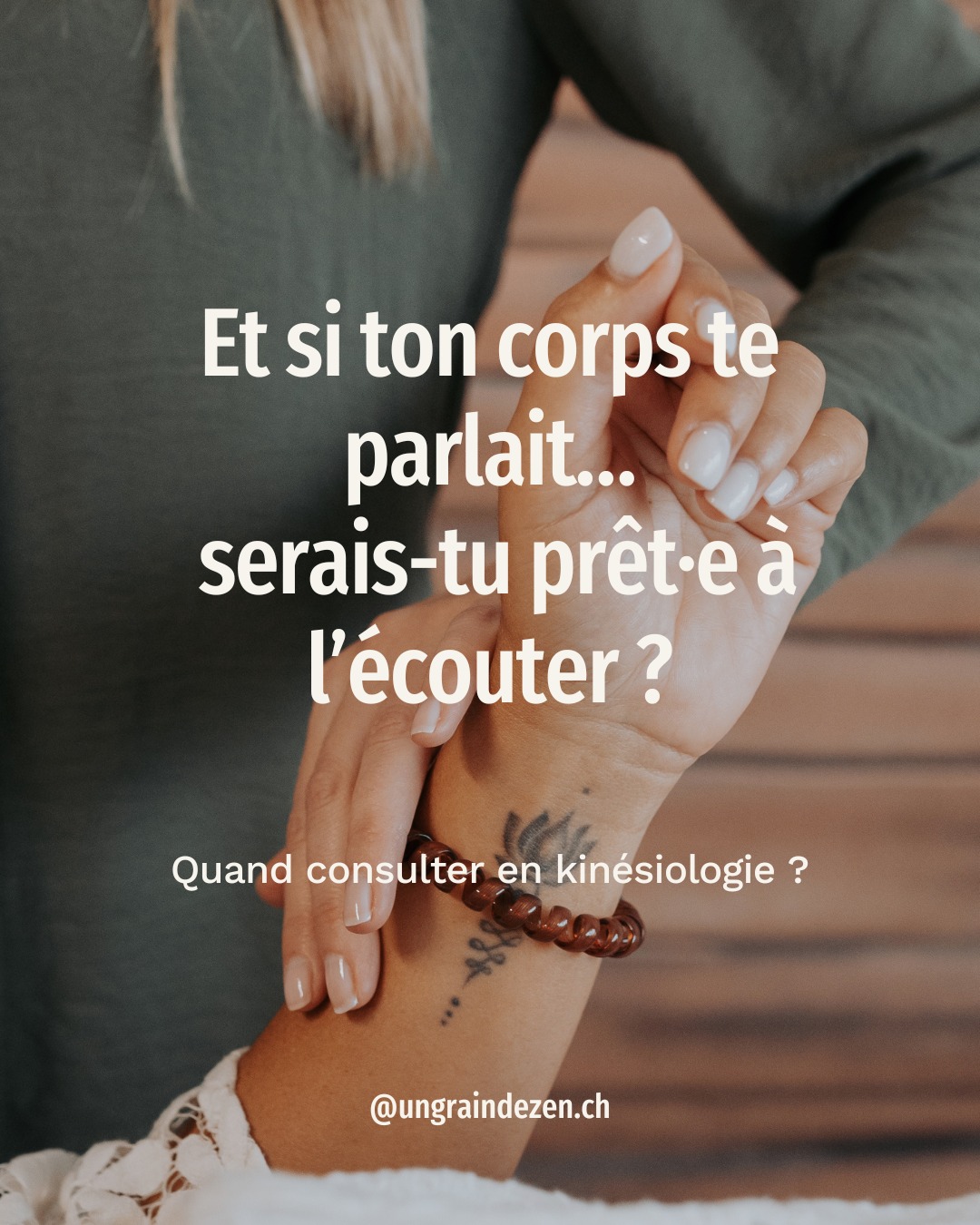 Beaucoup de choses se passent dans le corps avant même que l’on trouve les mots.
La kinésiologie permet d’écouter ces messages, de comprendre ce qui se répète et de libérer ce qui pèse.
Un accompagnement doux, clair, pour avancer avec plus de légèreté. ✨
Sebahate
Un Grain de Zen
Kinésiologie & Hypnose – Granges (Veveyse)
ungraindezen.ch
#kinesiologie #kinesiologiesuisse #bienetre #ecouteducorps
#developpementpersonnel #gestiondustress
#therapiecorporelle #equilibreinterieur #liberationemotionnelle
#veveyse #suisseromande #ungraindezen #grangesveveyse