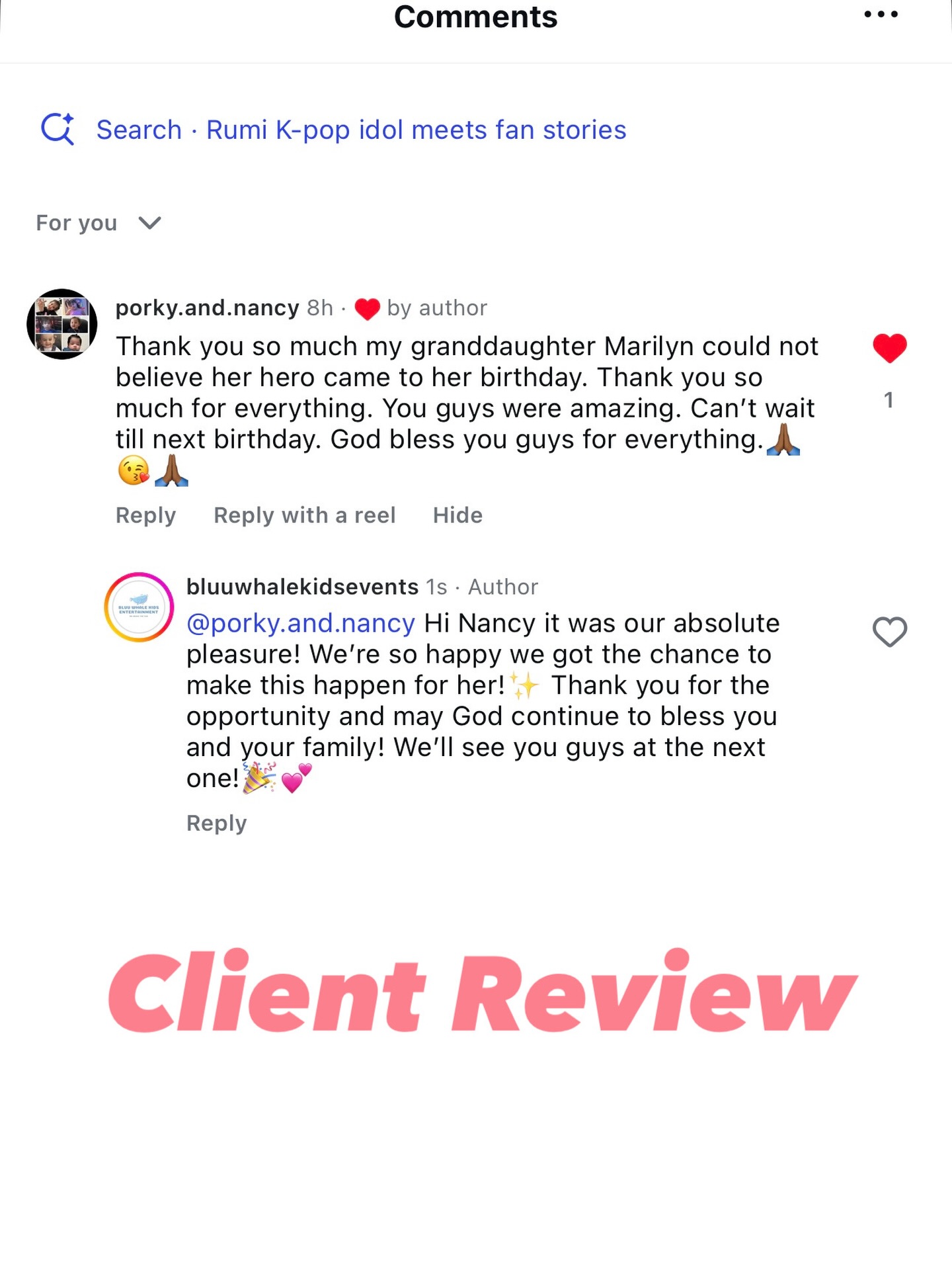 @porky.and.nancy from our hearts to yours, thank you for the amazing review and the opportunity to make Marilyn’s day!💕💫🎂
#clientlove #kpop #kpopdemonhunters #rumiappearance #rumi