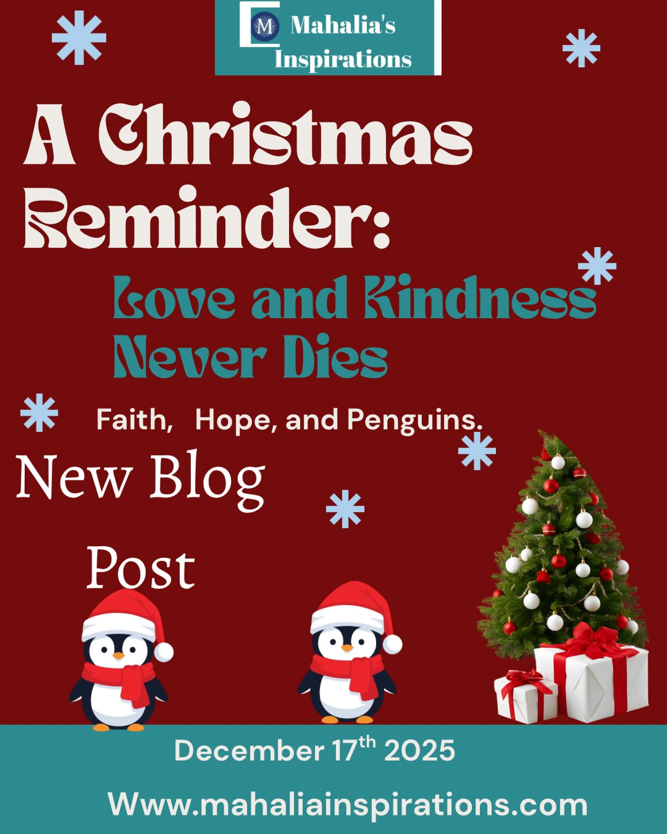 ✨They traveled to the coldest place on earth for a dream…
and kindness helped make it come true. 🐧💛
Let this be your reminder: love still exists, faith still works, and kindness changes everything.
✨A Christmas reminder is available at www.mahaliainspirations.com or click the link in my bio.
#LoveAndKindnessNeverDies #HopeInAction #spreadjoy #christmasReflections #kindness #author #blogger #inspirational #motivational #hope #faith #heartfeltstories #mahaliainspirations