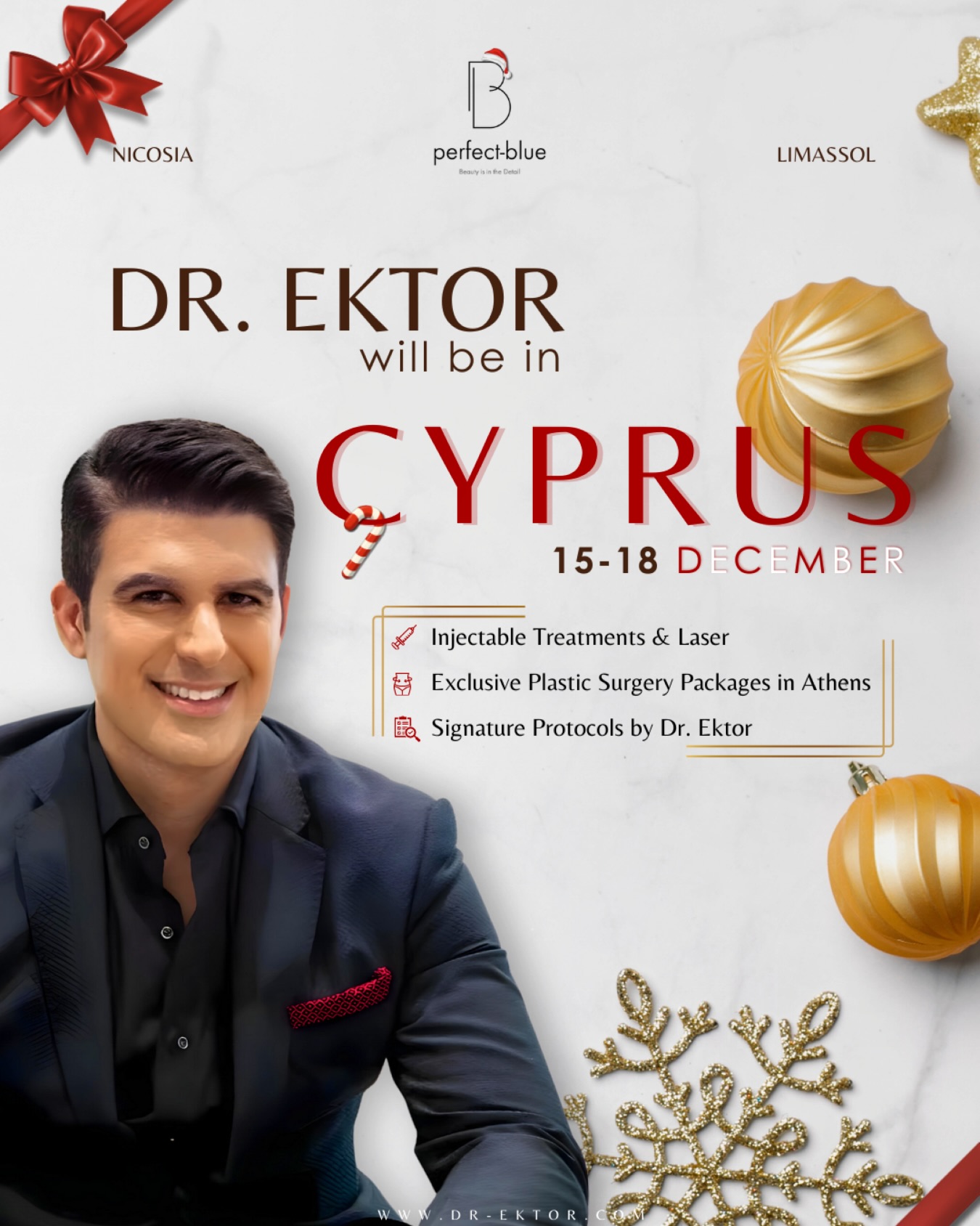 ✨ Cyprus Exclusive | December 15–18 ✨
🎄 Get - Christmas - Ready Edition🎄
Ο Πλαστικός Χειρουργός Δρ. Έκτορας Χατζηπαναγής (MD PD PhD) Θα βρίσκεται στην Κύπρο για λίγες μόνο ημέρες!
📍 Λευκωσία – Λεμεσός
✔️ Ενέσιμες Θεραπείες Προσώπου & Laser
✔️ Εξατομικευμένα Πακέτα Πλαστικής Χειρουργικής στην Αθήνα
🖋 Signature Protocols by Dr.Ektor
📞 (+30) 210 7258982 (GR)
📞 (+357) 96 444870 (CY)
📧 info@perfect-blue.com
🌐 www.dr-ektor.com
🌟 Μόνο @dr.ektor
📲 Κλείστε το ραντεβού σας με DM ή στο
+30 2107258982 (GR) | +357 96444870 (CY)
#drektor #fypage #viralpost
