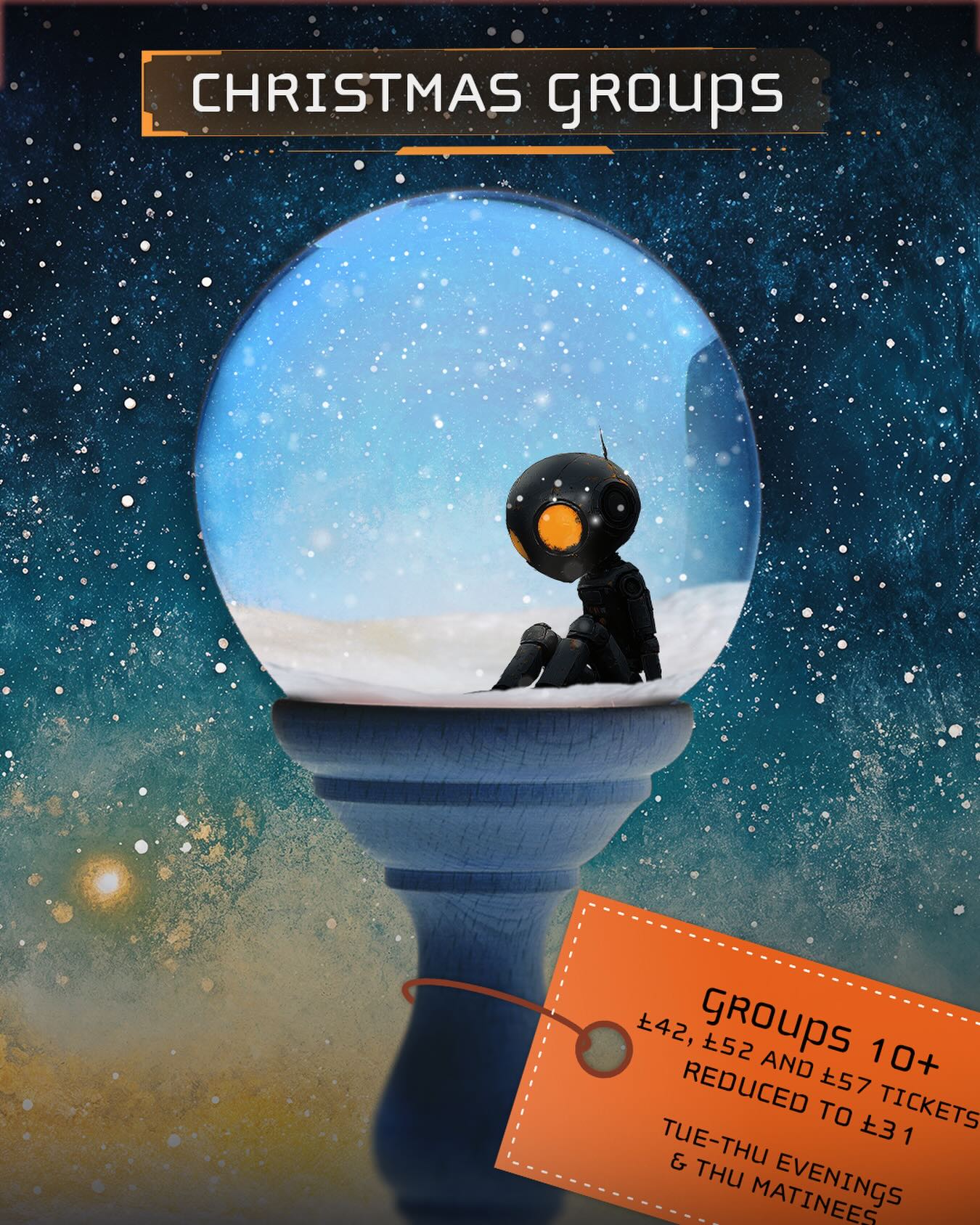 Take the entire office on a trip through the galaxy this Christmas. Get your group bookings in quickly.
Email our ticketing team for more info: groups@kxtickets.com