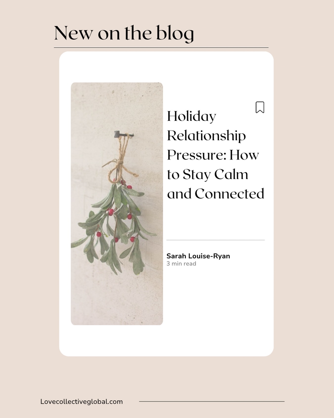 New on the blog ✨
Holiday Relationship Pressure: How to Stay Calm and Connected 💛
The holidays can bring joy, but they can also amplify stress, expectations, and emotional pressure in relationships.
In this post, I share simple, grounded strategies to help you stay centered, communicate clearly, and support each other during the busiest time of year.
Read the full blog on The Love Collective website 🤍
Let this season feel lighter, calmer, and more connected.
Much love,
Sarah Louise & Love Collective 🤍
#RelationshipAdvice #DatingExpert #HolidayStress #RelationshipTips #EmotionalWellbeing #HealthyRelationships #LoveCoach #MatchmakingExpert #TherapistTips #HolidaySeason #StayConnected #RelationshipSupport #LoveCollective #RelationshipBlog #DatingAndRelationships