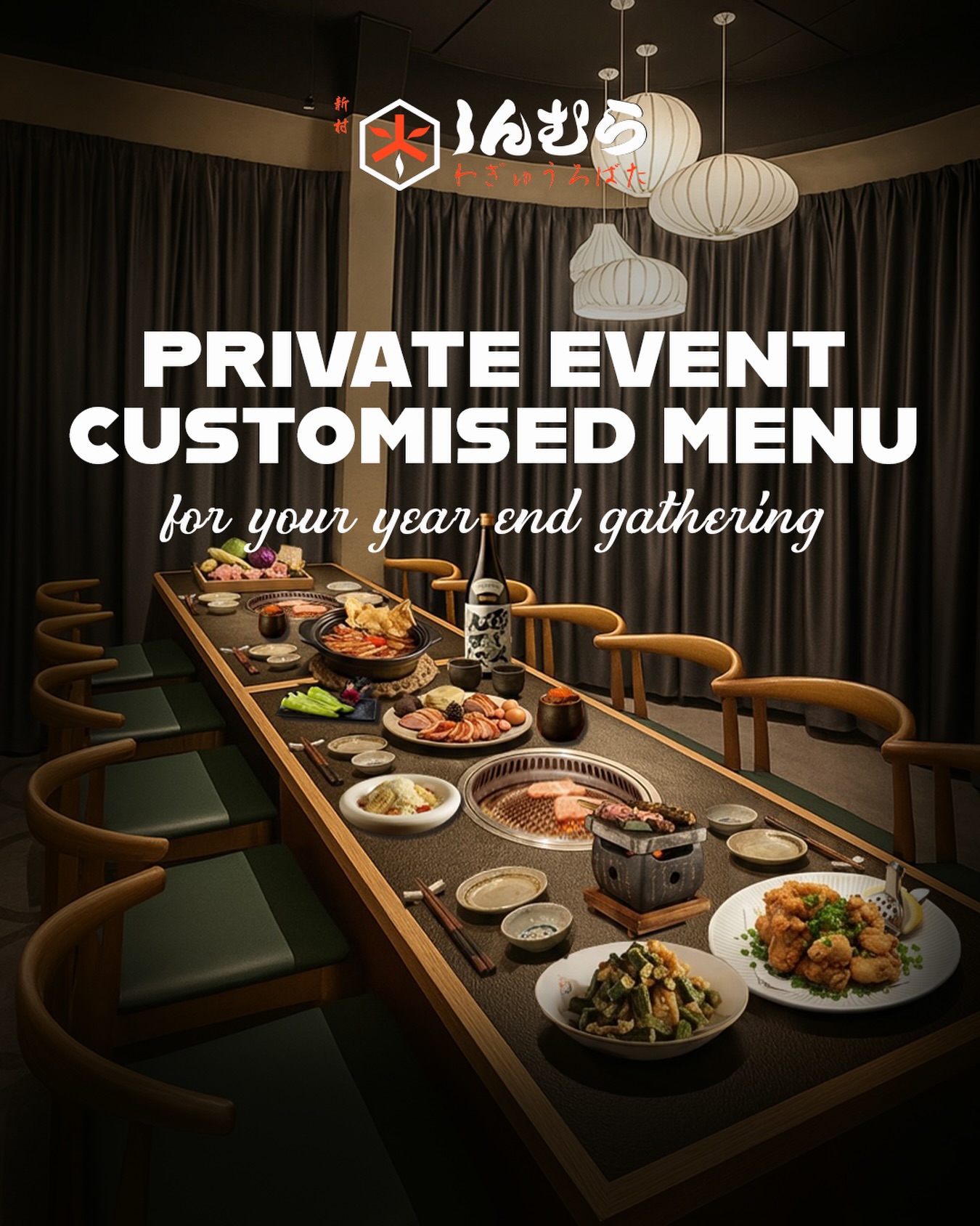 Your event, your vibe, your flavours.
Book our private room and let us craft a menu that hits exactly how you want it to — from curated wagyu cuts to customised sake pairings, made for birthdays, corporate dinners, or intimate celebrations.
For enquiries and bookings, DM us or contact
📱 +60 19 710 4901
📧 hello@shinmura-wagyu.com.
Limited slots available this festive season.