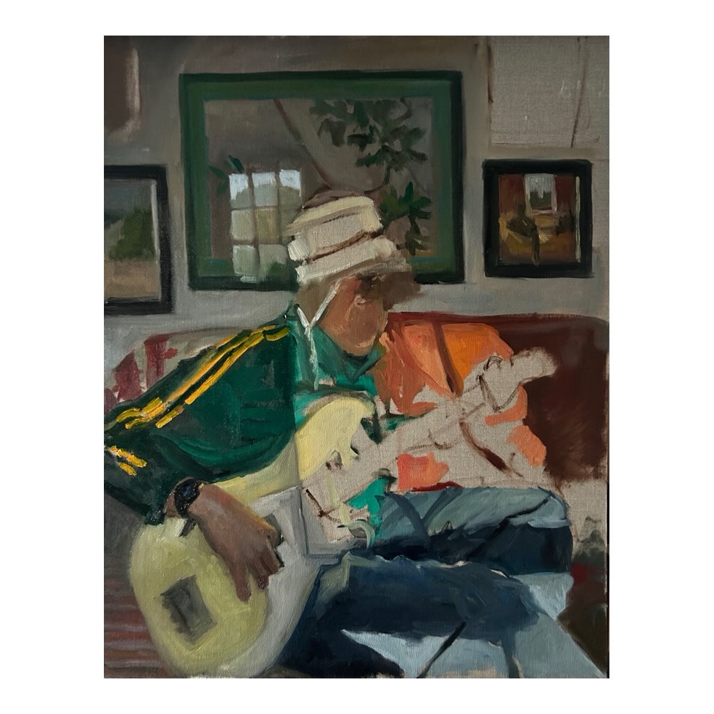Work in progress! Will tap in and out to finish this alongside other commissions. My boy playing the bass in the sunshine with a silly hat on playing along to Jamiroquai. Looking forward to adding the light which I always find the most exciting part.
#jamiroquai #bass #bassplayer #oilpainting #oilpaintingartist #portrait #sunshine #afternoonsun #workinprogress #workinprogress🎨 #suffolk #suffolkbassist #mymuse #muse #keaandhisbass #suffolkpainter #suffolk #suffolkartist #woodbridge