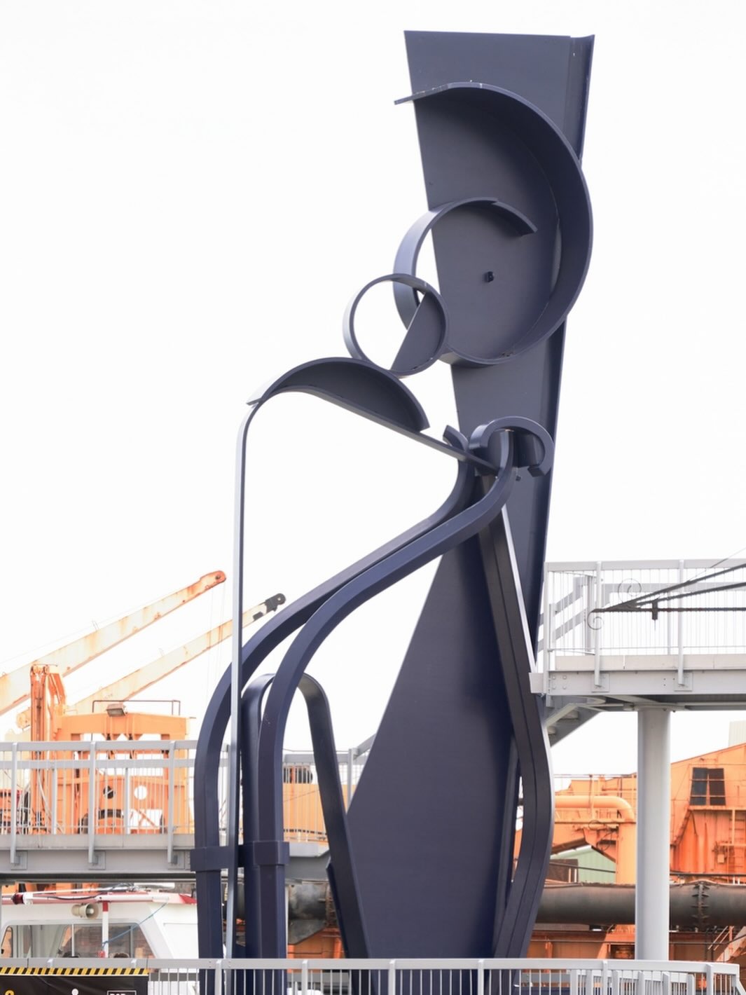 Anthony Caro made the major public sculpture Sea Music in 1991 for the Quay at Poole. For Caro, to work within these surrounds, the sculpture needed to be ‘open, free...airy and fresh...to have the feel of the sea, of waves breaking’ and the ‘scale of the parts in relation to the surroundings i.e. ship masts, crane booms etc.’. The sculpture was constructed off site and amended during installation in response to the way it interacted with the sky.
Anthony Caro, Sea Music, 1991, steel, aluminium, galvanised, etched and painted blue, 1125 x 1699 x 465 cm. Photo credit: Barry de Morgan / Art UK
#anthonycaro #seamusic #anthonycarocentre #poole #pooleharbour #publicsculpture #poolequay