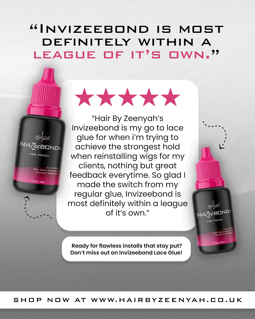 Looking for a new lace glue 👀
Stop the search, INVIZEEBOND Lace Glue is here !
Strong but gentle on skin and only £14 on HairbyZeenyah.co.uk 💕
Real Reviews from Hairstylists using our products ✨
#zeenyah #laceglue #laceglueremover #lacefrontalwig #wiginstalls #londonhairstylists #ukwigs #virginhair #reviews #explorepage #foryou #lacewig #invizeebond #wigglue #rawhair #glueless