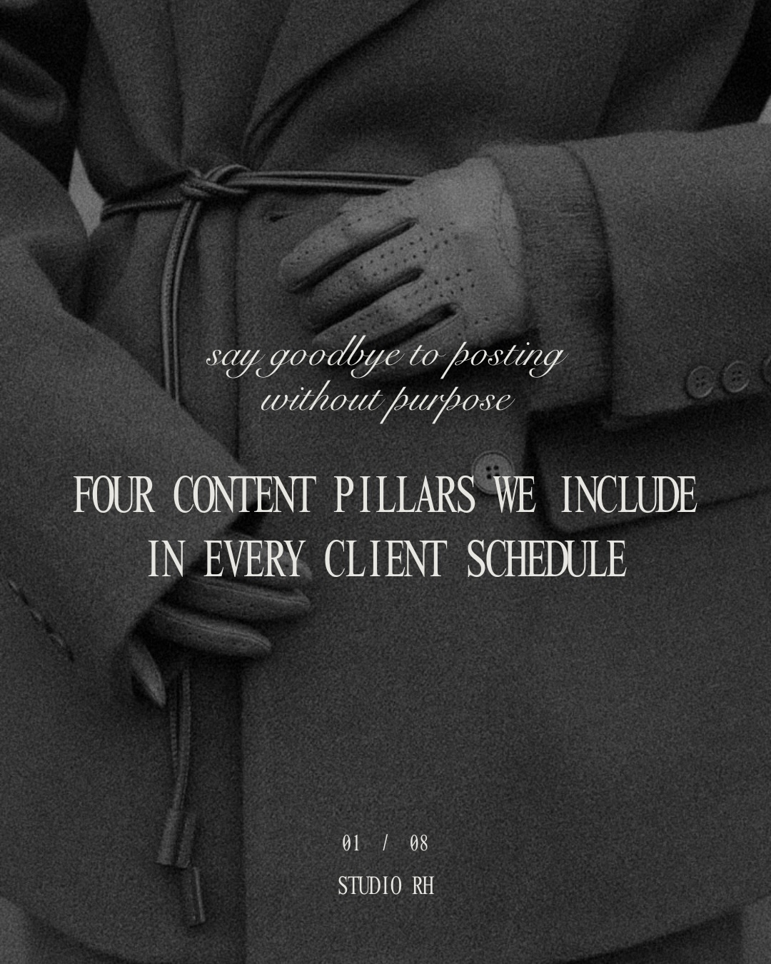 our first step when creating each client social media schedule is assigning post ideas to a content pillar. doing this ensures we have concrete goals for every post, thus making our progress measurable.
this also ensures we are nurturing our client’s community with balanced content. if we have too many content ideas for one content pillar, we move non-time-sensitive ideas to the next schedule and come up with new ideas for the other three content pillars. this ensures the complete schedule features a balance of all four content pillars.
swipe to read about the four content pillars we follow and what their unique purposes are.
do you currently think about what outcome you want to see from every post? or do you have a more organic & flexible approach to content creation? curious to hear about your process!
——
studio rh is a digital marketing agency specializing in social media management, web design, branding and seasonal architectural photography services. we work with interior designers, custom home builders, architects, photographers and lifestyle brands in brooklyn/new york city, newport beach/california, toronto/muskoka and beyond.
#studiorh #thestudiorh #studioreginahalonen #socialmediamanagementagency