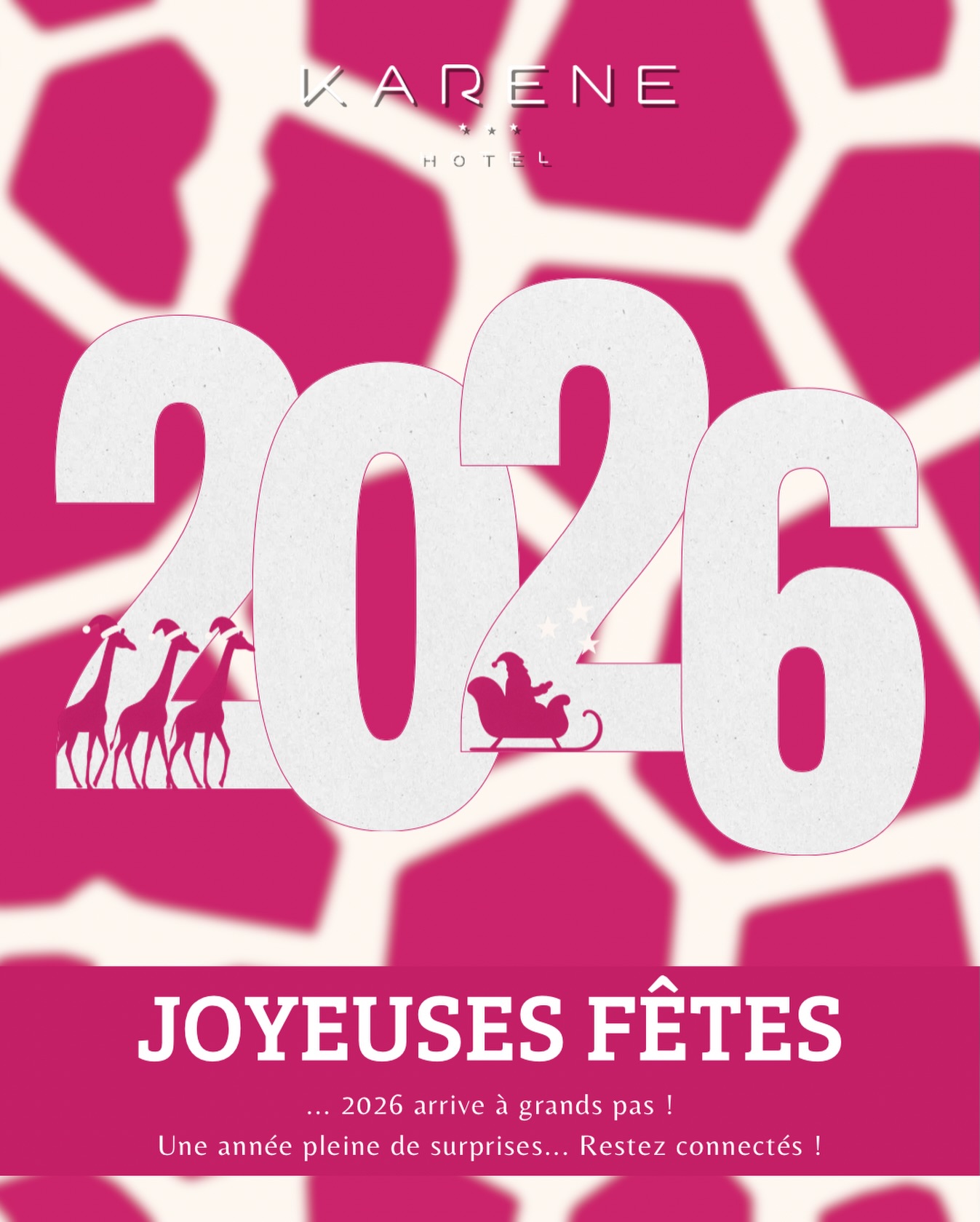 ✨ Joyeuses fêtes de fin d’année ✨
Toute l’équipe de l’Hôtel Karène vous remercie pour votre confiance tout au long de cette année.
Nous vous souhaitons de très belles fêtes, remplies de douceur, de partage et de beaux moments. 🫶
📅 On se retrouve le 5 janvier 2026 pour démarrer ensemble une année exceptionnelle…
🎉 Les 20 ans du Karène : une année pleine de surprises vous attend !
Merci de faire partie de notre histoire ❤️