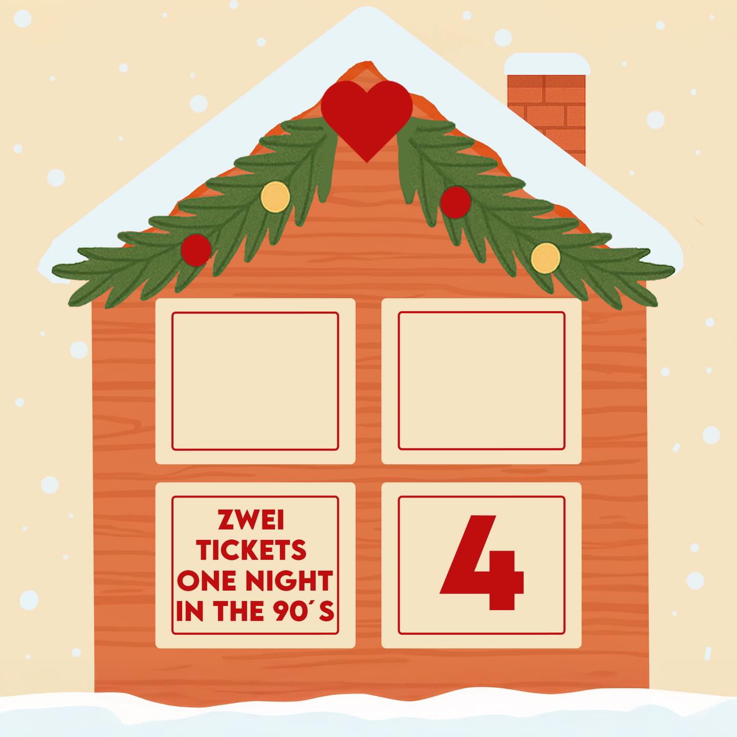 Türchen 3 ist für echte Feierlaune:
Hinter Türchen 3 verstecken sich 2 Tickets für One Night in the 90s am 17.01.2026 – Nostalgie, Hits & Partyfeeling pur!
Wie Ihr am Gewinnspiel teilnehmen könnt?
➡️ Kommentiert unter diesem Beitrag und nehmt so automatisch an der Verlosung teil.
👉 Schreib uns deinen liebsten 90er-Hit und sichere dir deine Chance! 🎤✨
➡️ Teilnahmeschluss: Dienstag, der 16.12.25, um 23:59 Uhr
➡️ Teilnahmebedingungen:
https://www.hausamsee-gochness.de/teilnahmebedingungen
Viel Glück & eine schöne Adventszeit! 🍀🎁