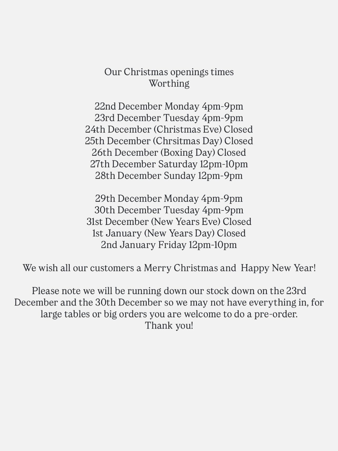 Here are our Christmas opening times in all three of our shops!š