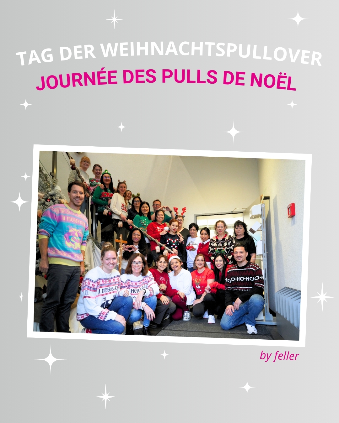 Unser Tag der Weihnachtspullover bringt jedes Jahr Farbe in den Arbeitsalltag, sorgt für lockere Gespräche und zeigt, wie viel Freude wir im Team miteinander teilen. 🎄🧥
Danke an alle Mitarbeiterinnen und Mitarbeiter, die mitgemacht und für diese tolle Stimmung im ganzen Unternehmen gesorgt haben!
***
Notre journée des pulls de Noël apporte chaque année de la couleur dans notre quotidien au travail, favorise les échanges et montre combien de joie nous partageons au sein de l’équipe. 🎄🧥
Merci à toutes les collaboratrices et à tous les collaborateurs qui ont participé et contribué à cette superbe ambiance dans toute l’entreprise !
#fellerpivotagessa #christmaspullover #teamspirit #christmastime