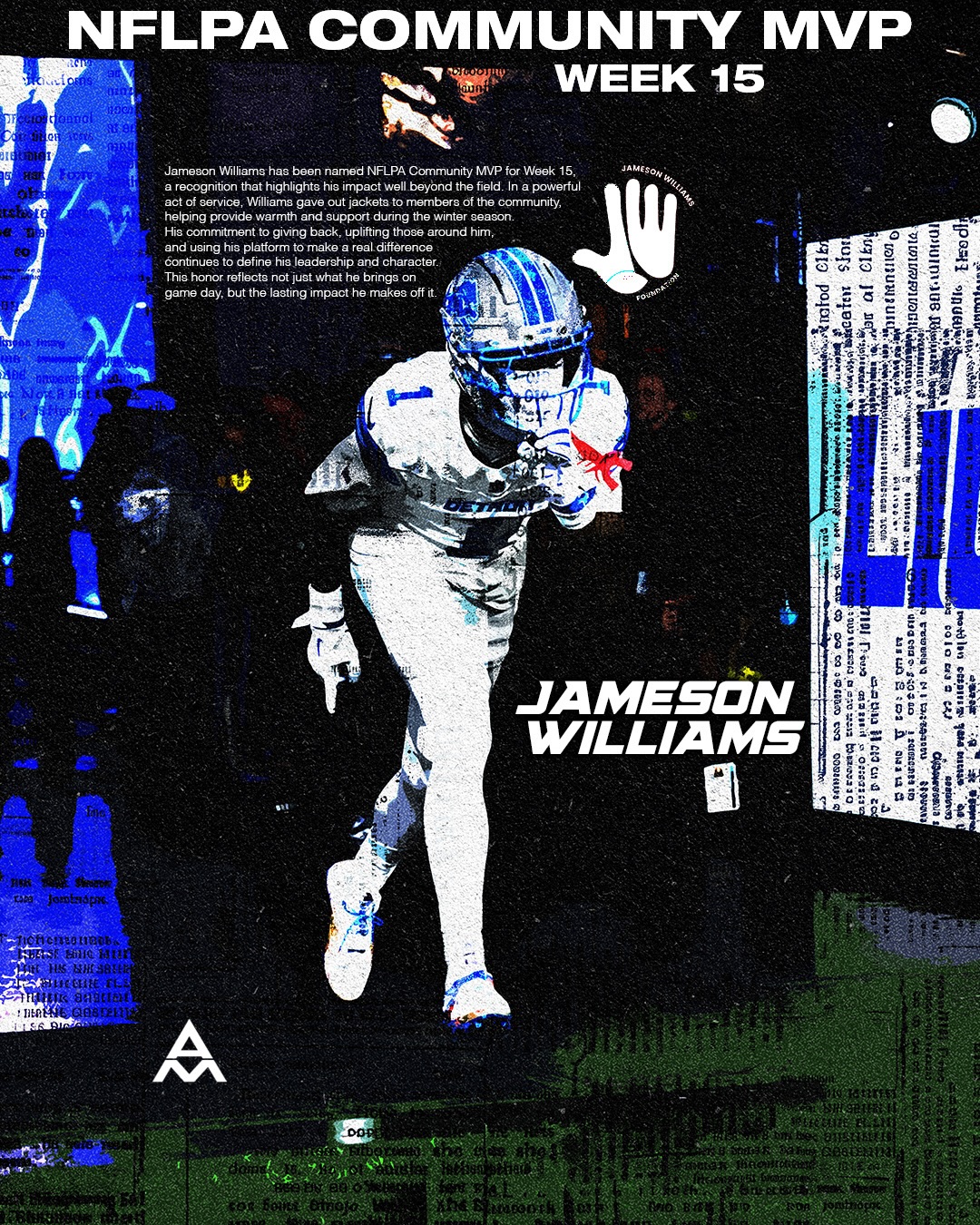 Impact beyond the game 🤝 @bigsgjamo earns NFLPA Community Player of the Week honors for Week 15 🏆