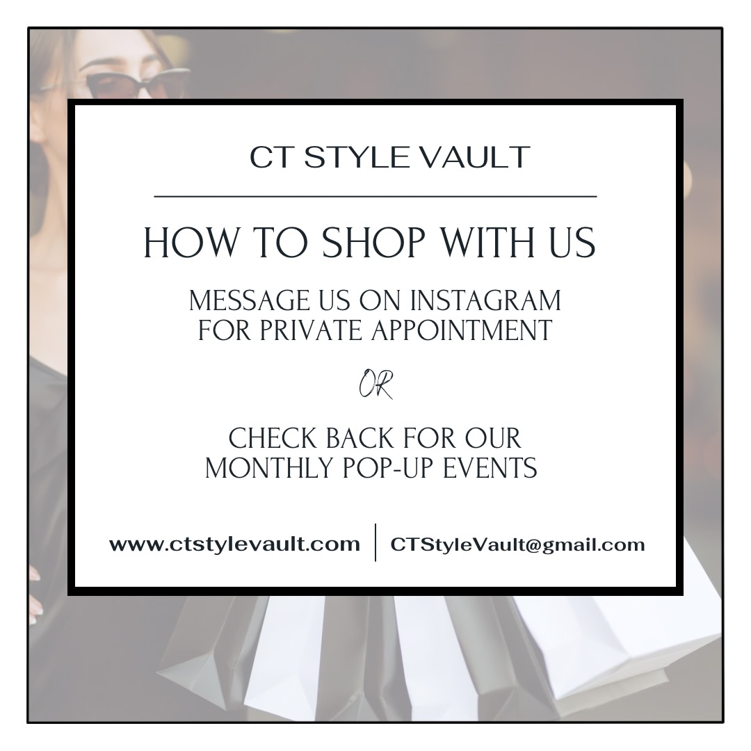 Shopping with us is easy- Email/DM us for a private appointment or catch us at our monthly pop-ups!
Curated, elevated, and always one-of-a-kind. 🤍
#ctstylevault #curatedconsignment #shopconsignment #shopsmart